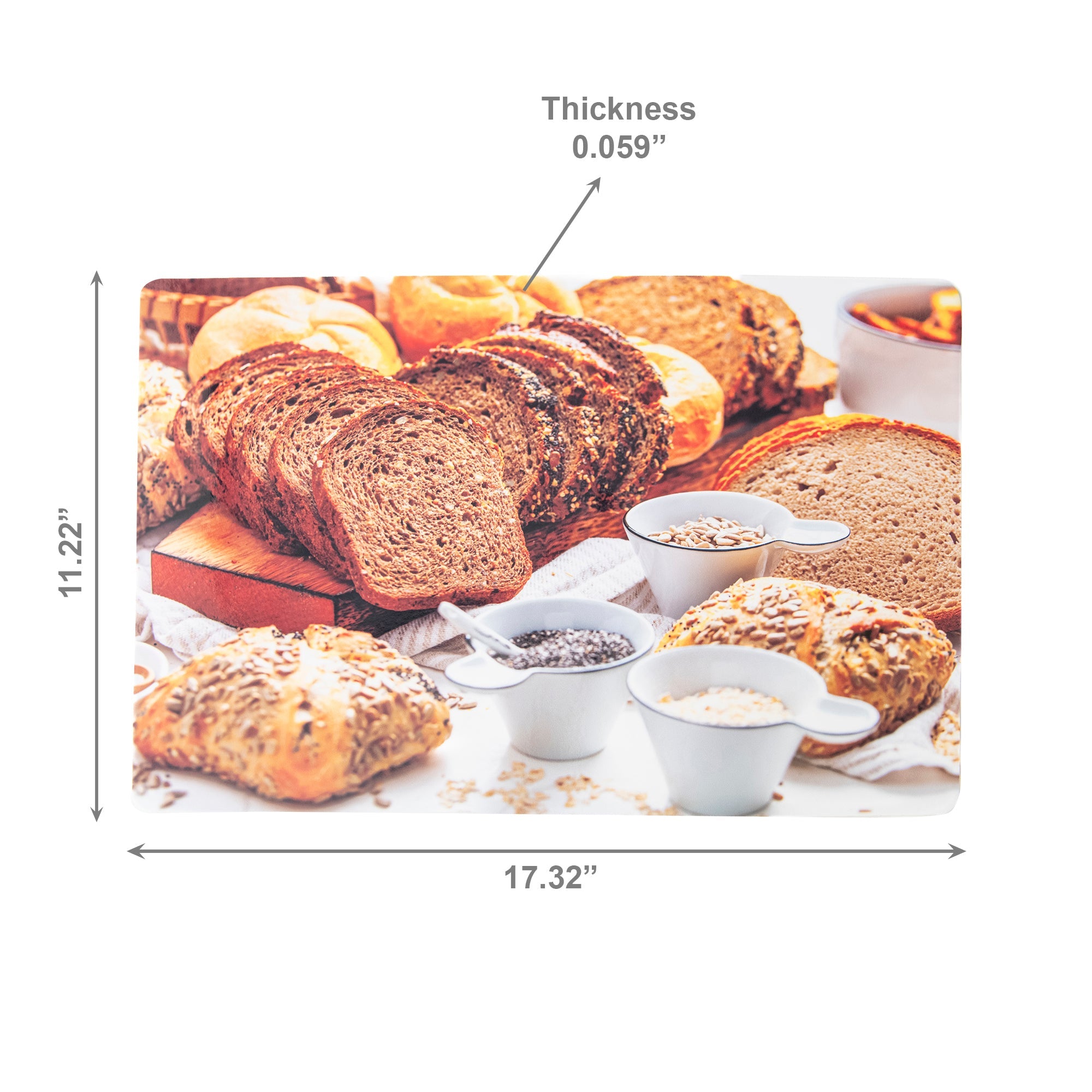 Gourmet Bread Illustration Plastic Dining Placemat - Set of 12