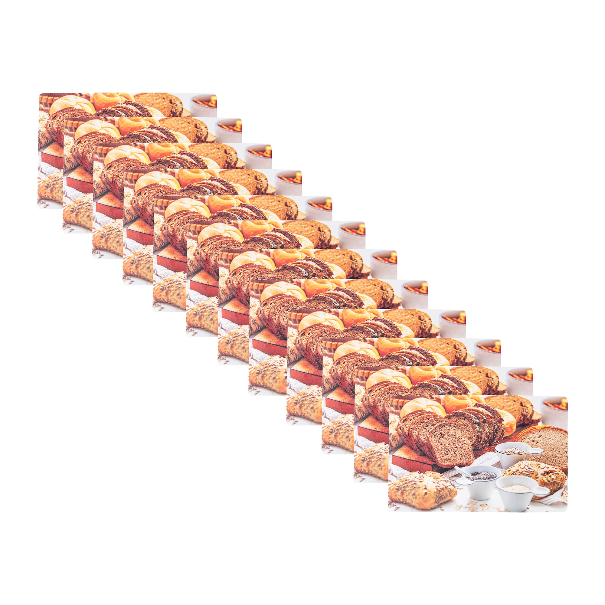 Gourmet Bread Illustration Plastic Dining Placemat - Set of 12