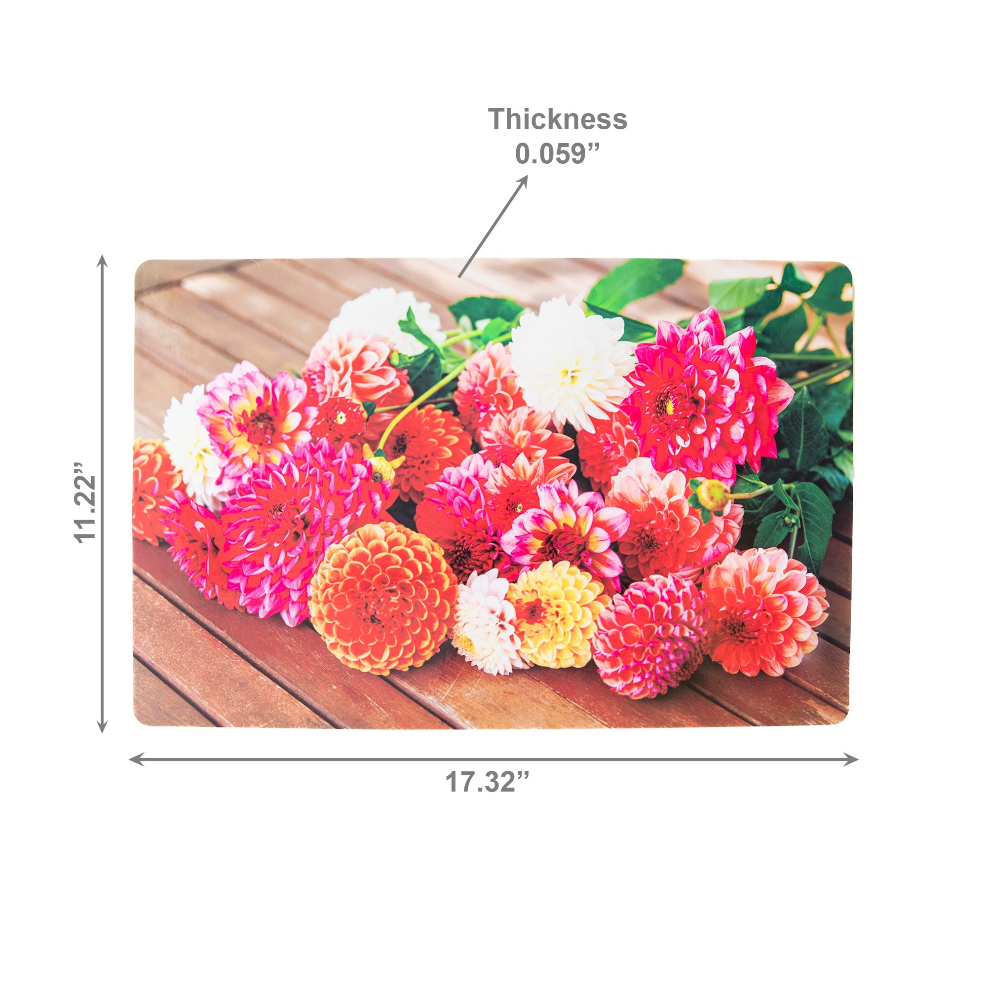 Blooming Dahlias Floral Plastic Table Placemat - Set of 12