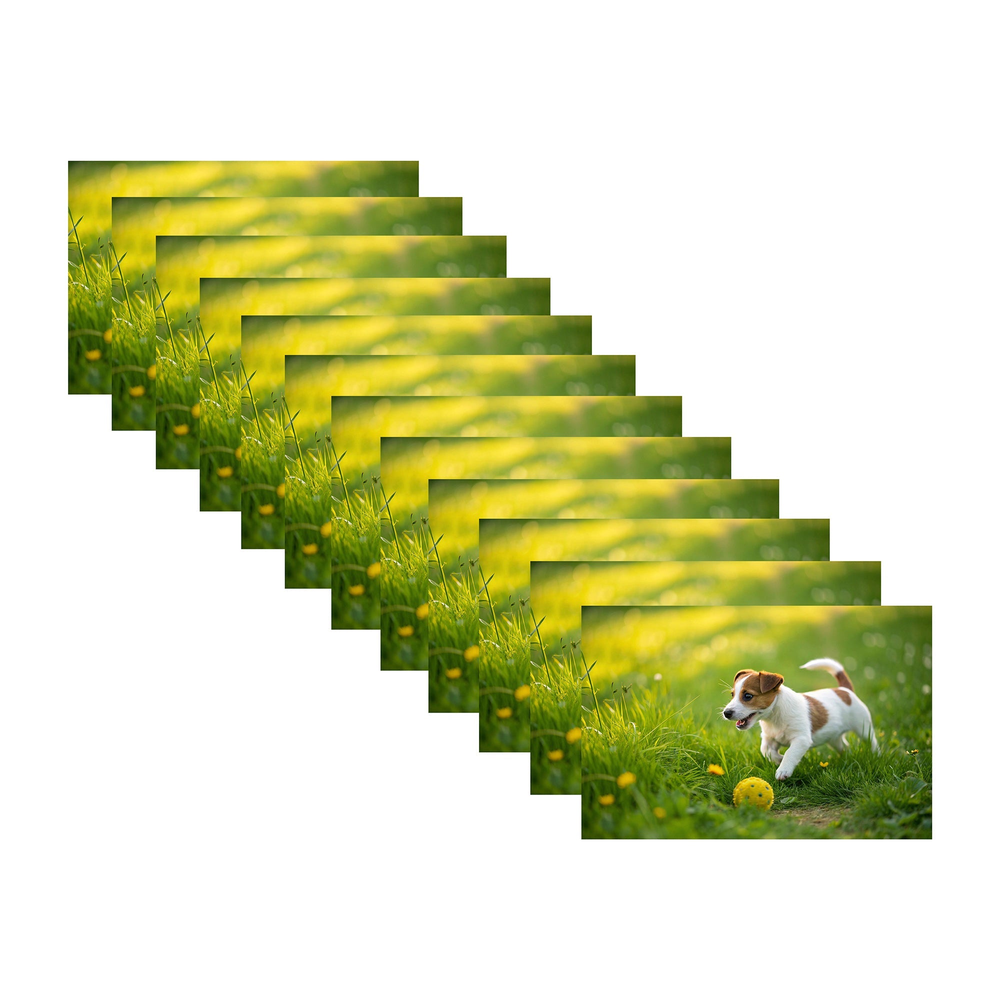 Puppy Chasing Ball Decorative Plastic Placemat - Set of 12