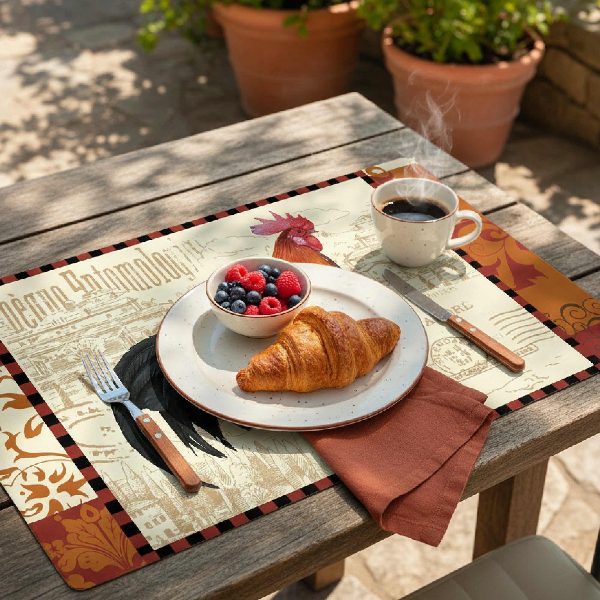 Single Rooster Farmhouse Style Plastic Placemat - Set of 12