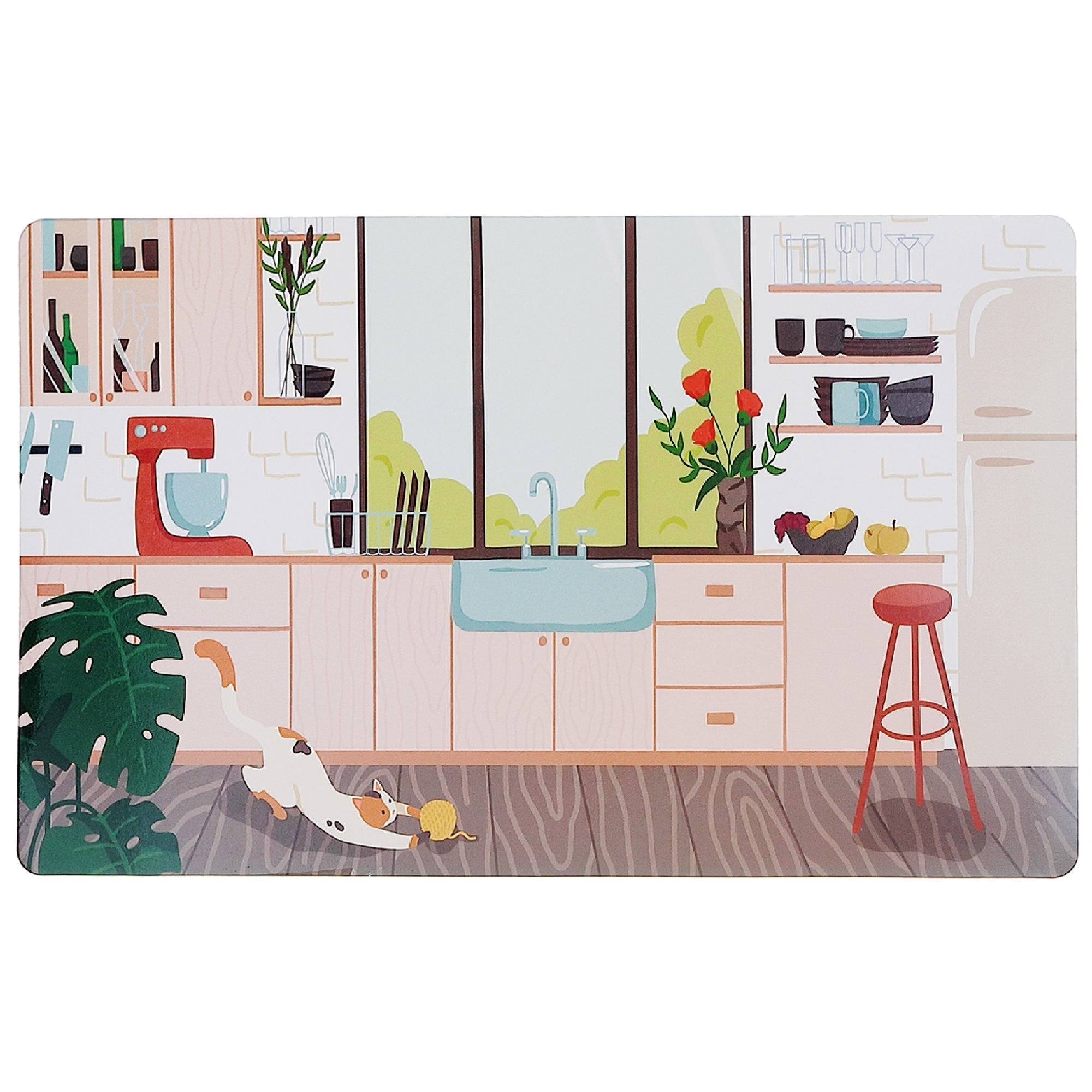 Plastic Placemat Cat In Kitchen 12 X 18 Set Of 12, Table Decor