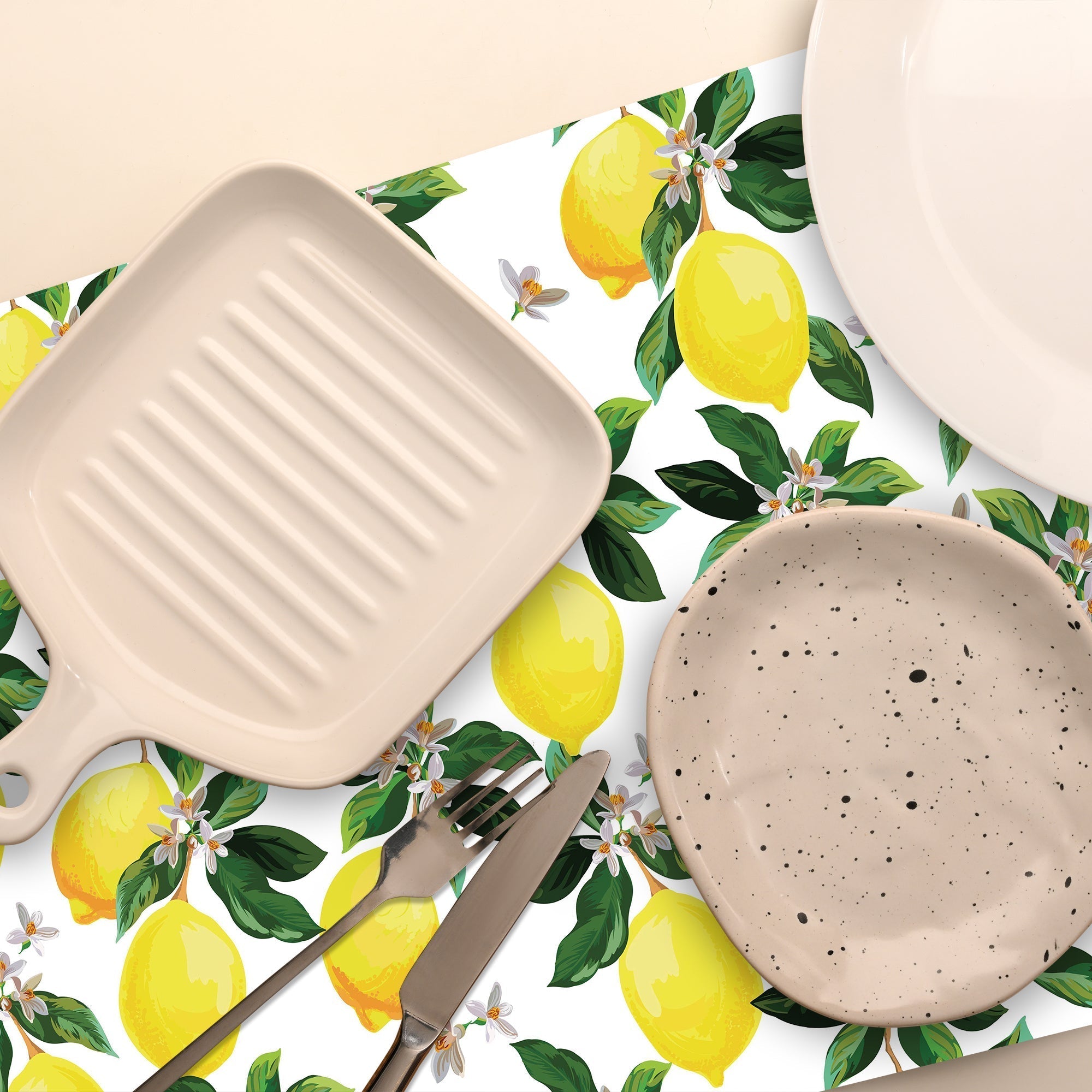 Plastic Placemat Lemon Branches Set Of 12, Dining Table Decor, Kitchen Accessory