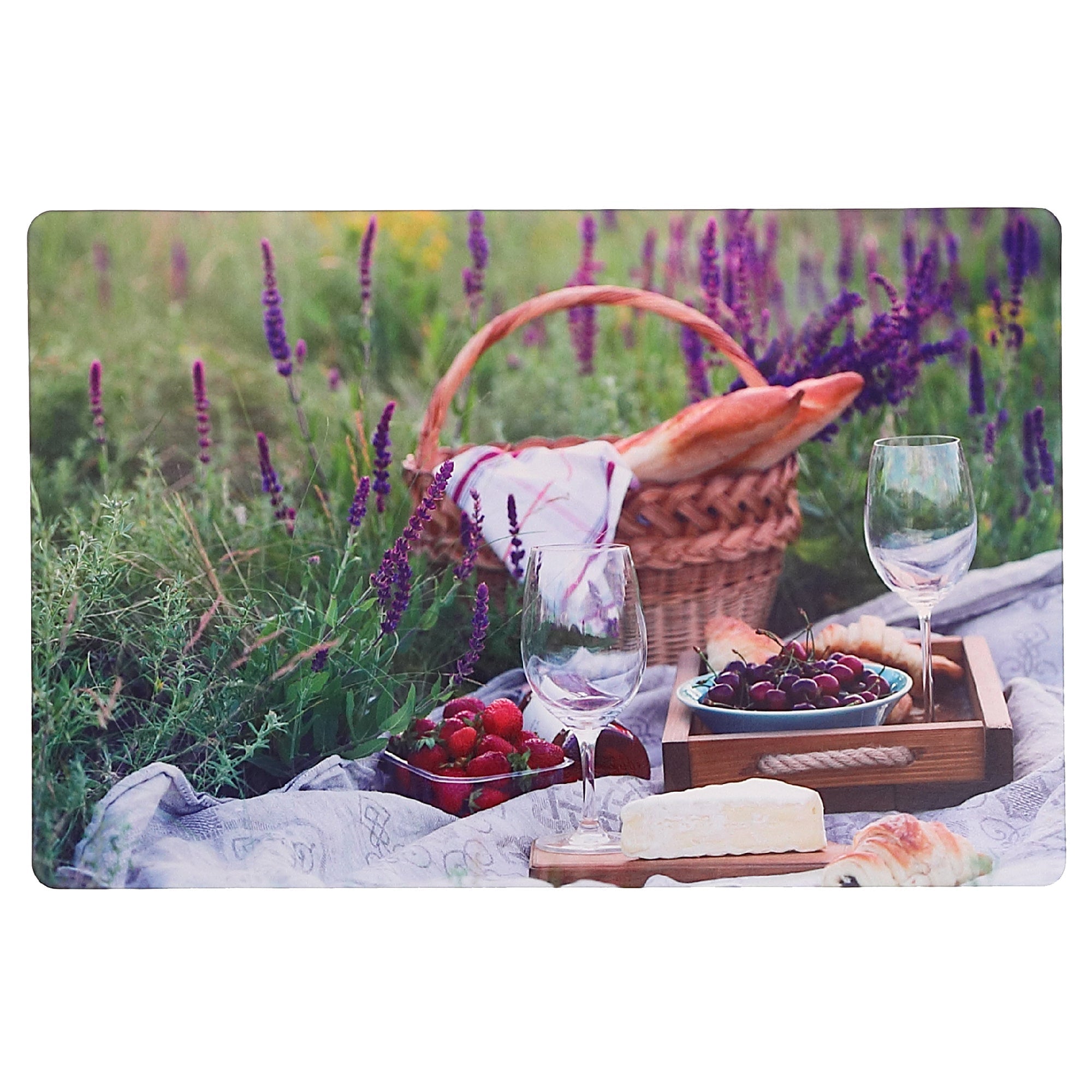 Plastic Placemat Picnic At A Lavender Field Set Of 12, Dining Table Decor, Kitchen Accessory