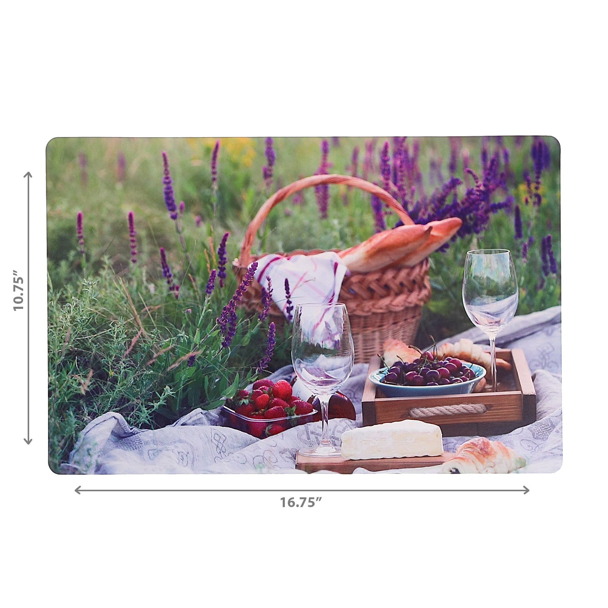 Plastic Placemat Picnic At A Lavender Field Set Of 12, Dining Table Decor, Kitchen Accessory