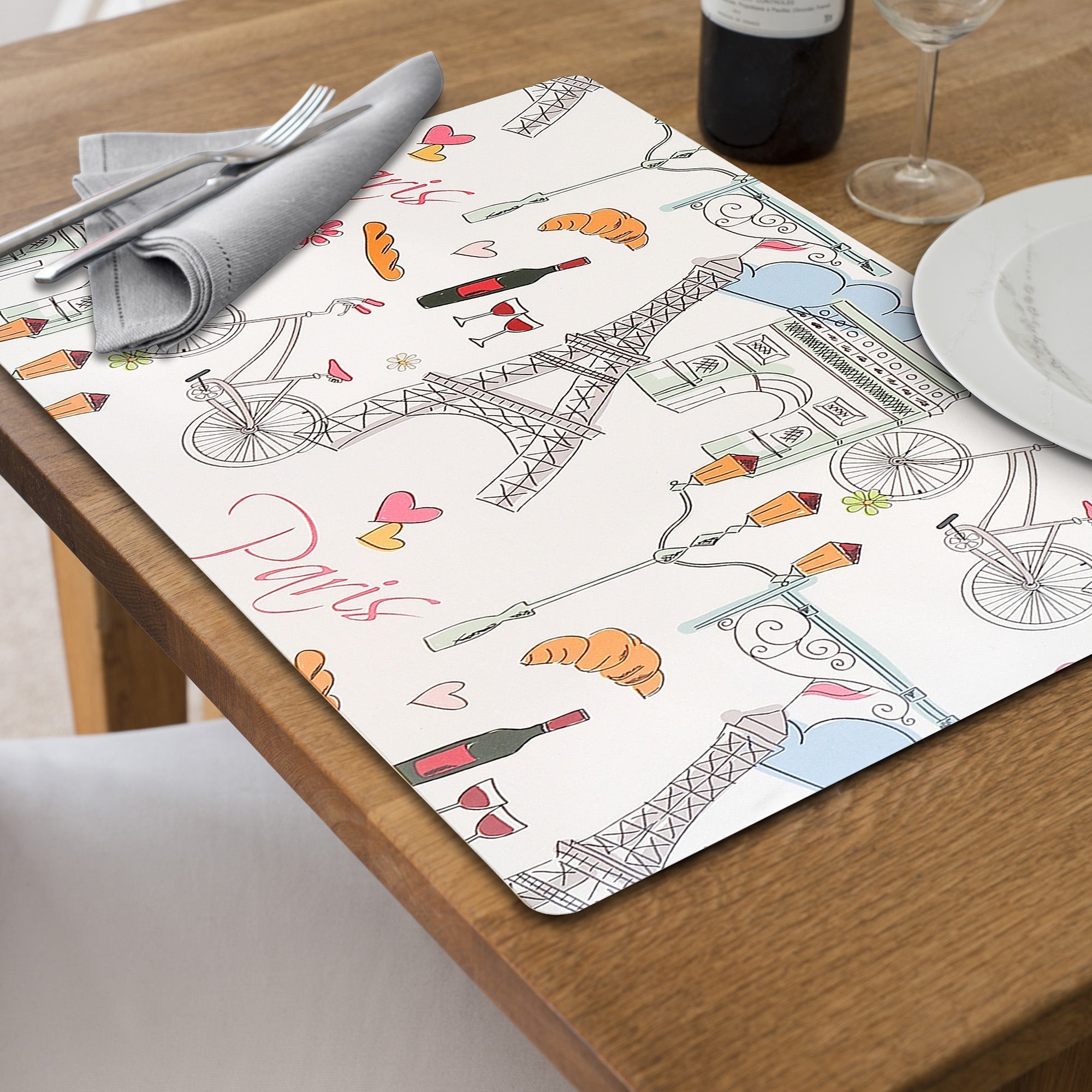 Plastic Placemat Paris 12 X 18 Set Of 12, Table Decoration