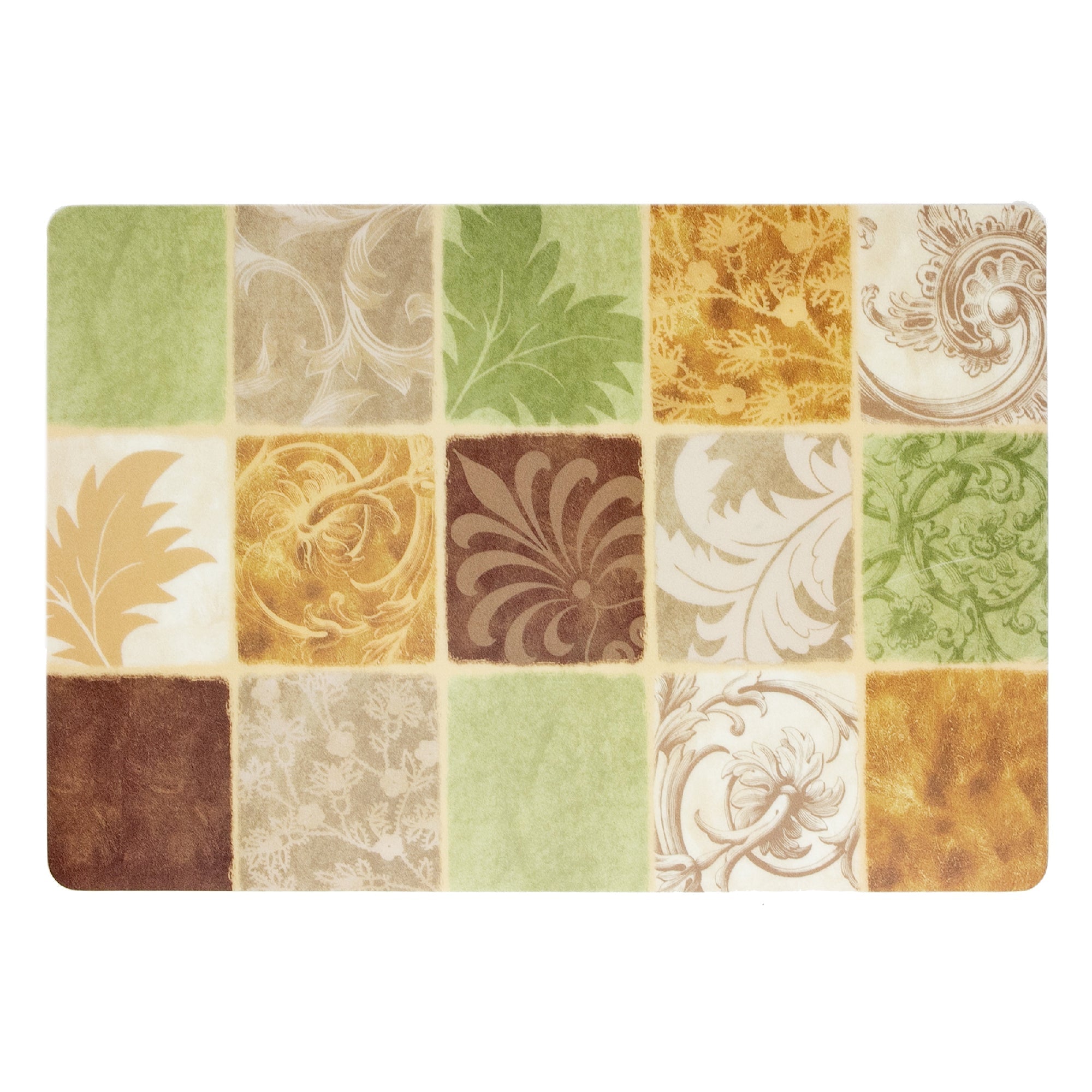 EVA Placemat Checkered Floral 12 X 18 Decorative Dining Table Mats - Set of 12