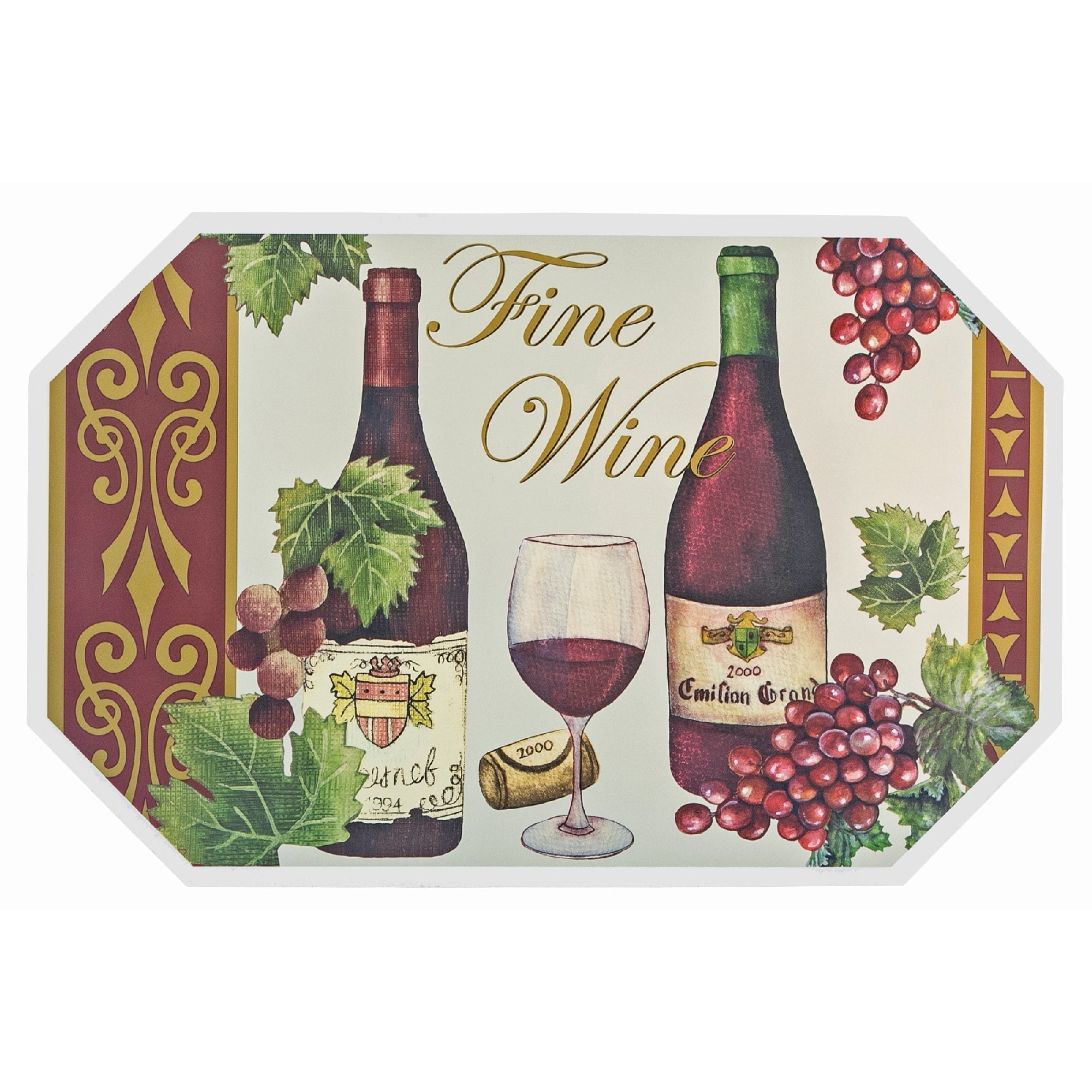 Plastic Placemat Octagon Fine Wine Decorative Dining Table Mats - Set of 12