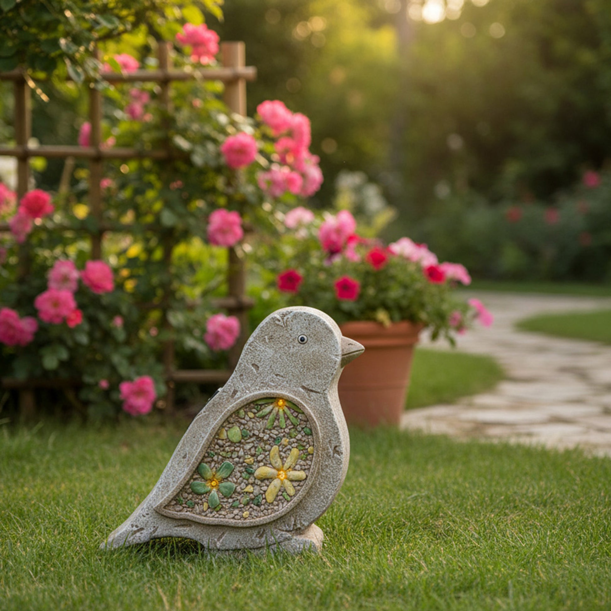 Solar-Powered Bird Outdoor Garden Figurine