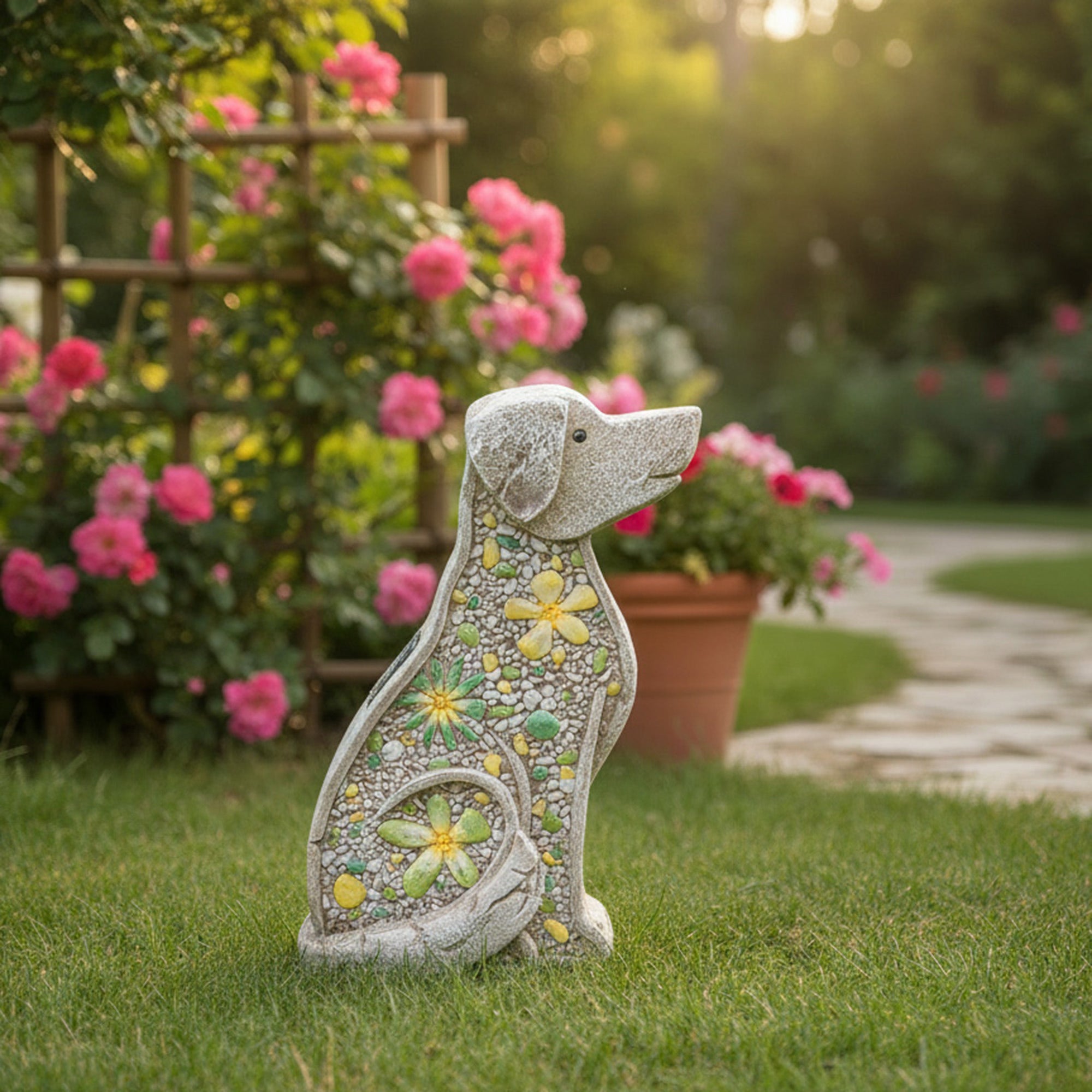 Solar-Powered Dog Outdoor Garden Figurine