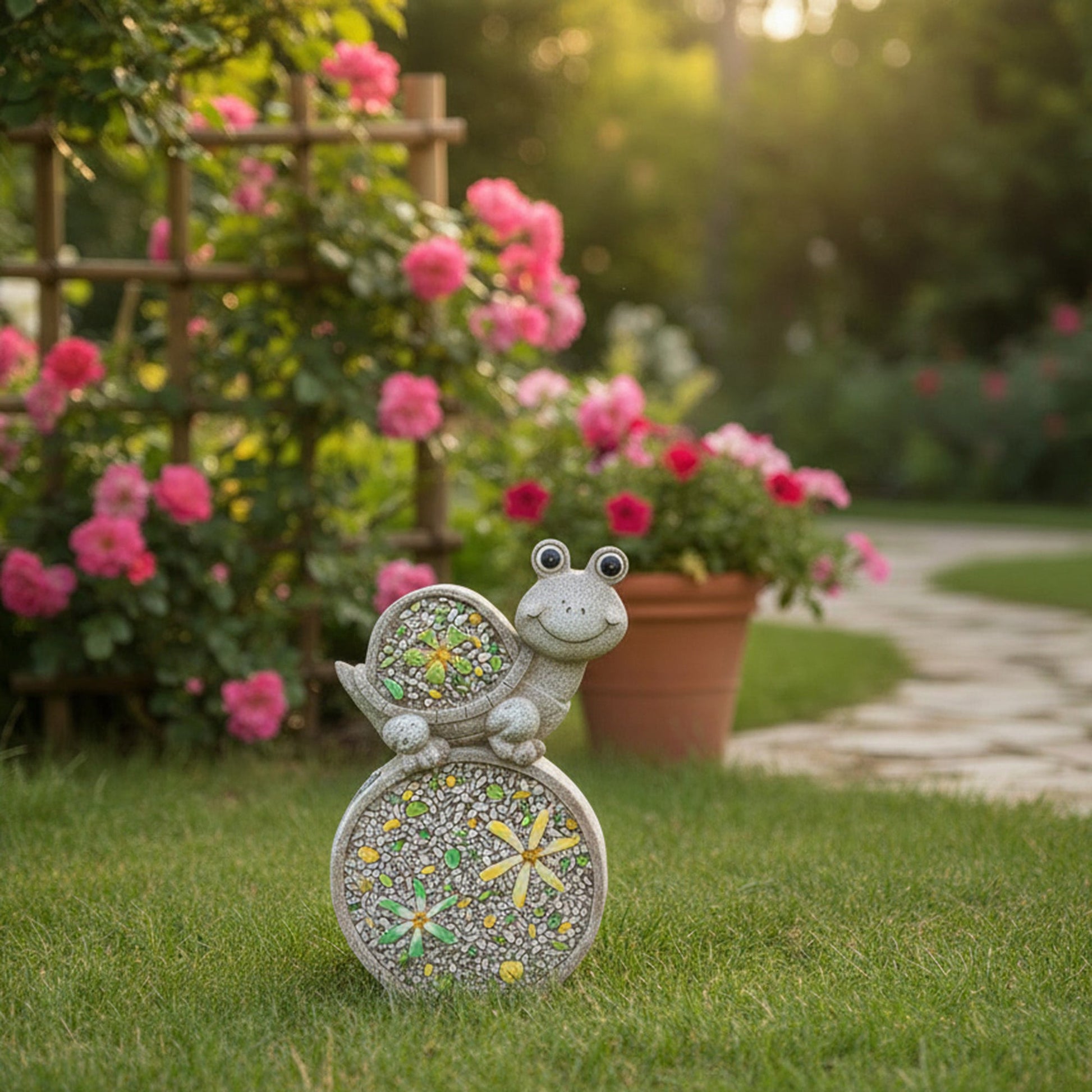Solar-Powered Turtle Garden Decor Figurine