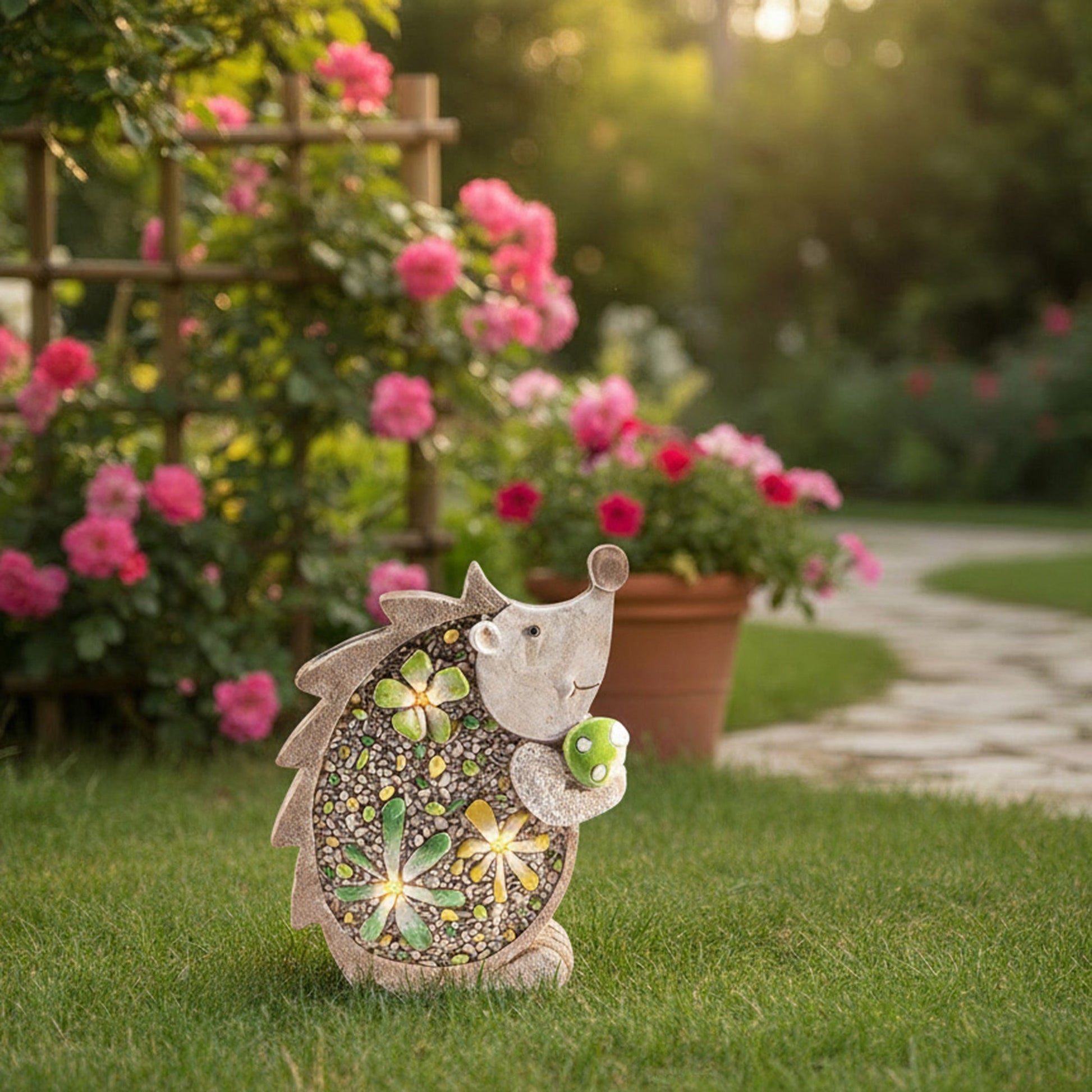 Solar-Powered Hedgehog Outdoor Garden Accent