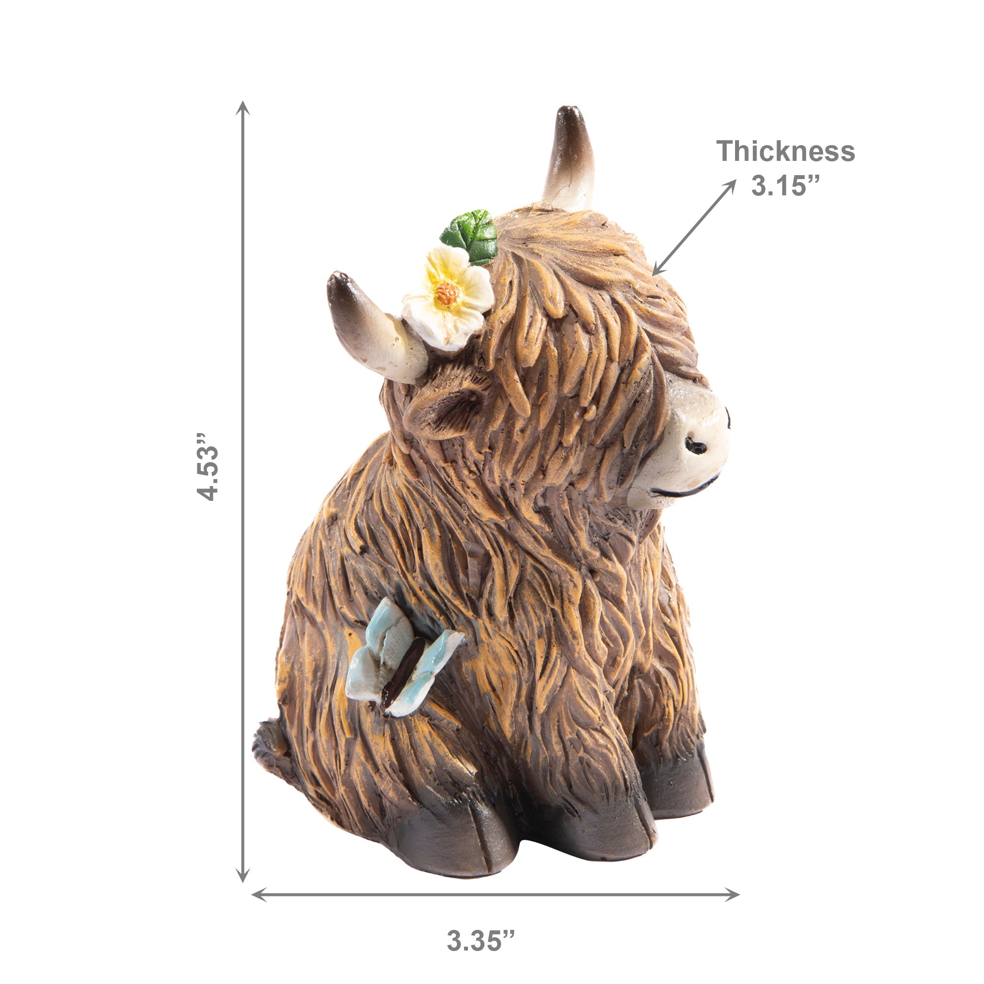 Sitting Yak Polyresin Decorative Figurine - Set of 2