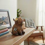 Sitting Yak Polyresin Decorative Figurine - Set of 2