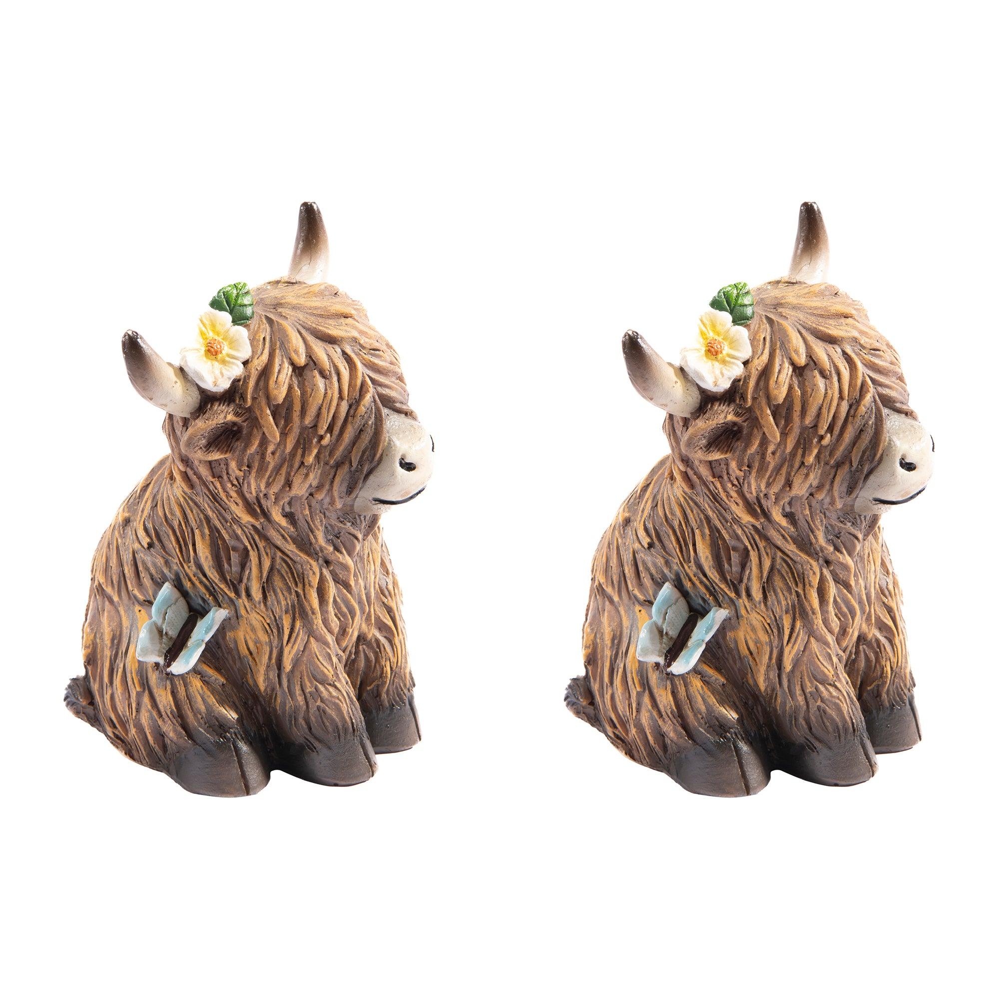 Sitting Yak Polyresin Decorative Figurine - Set of 2