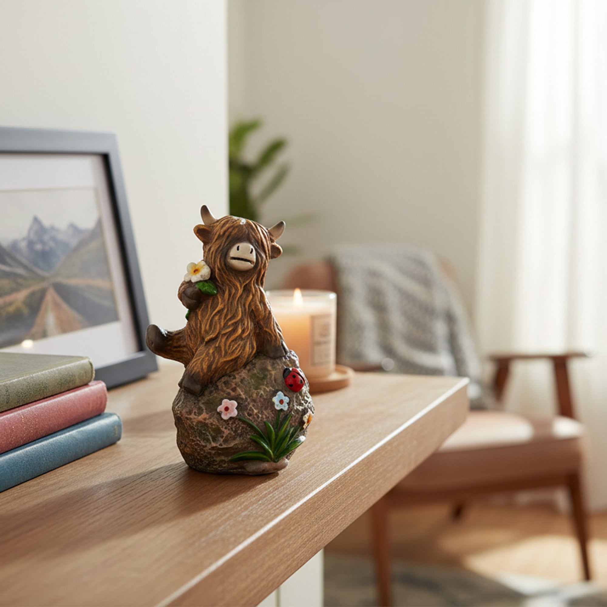 Yak Sitting on Rock Polyresin Figurine – Assorted - Set of 2