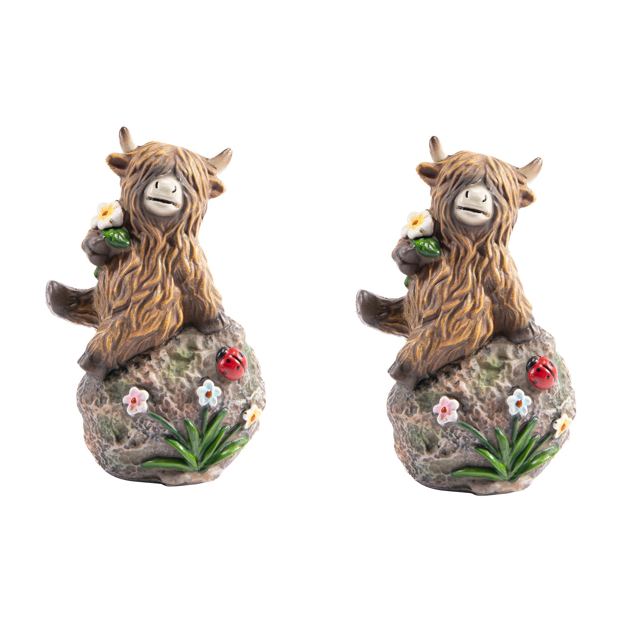 Yak Sitting on Rock Polyresin Figurine – Assorted - Set of 2