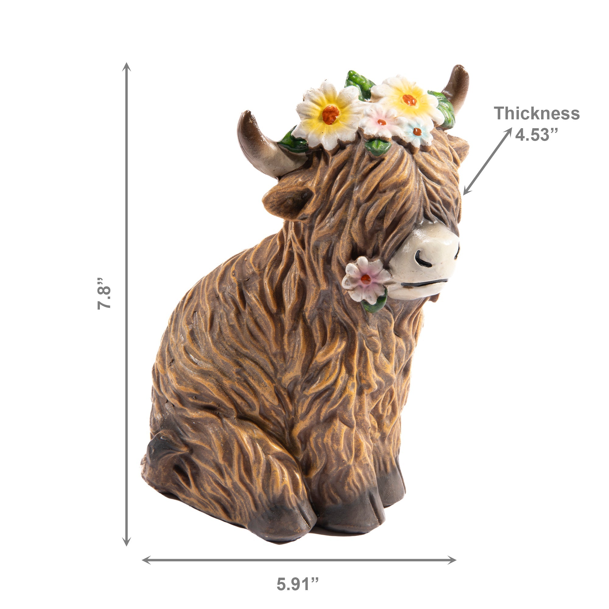 Yak Figurine with Decorative Flower Crown - Set of 2
