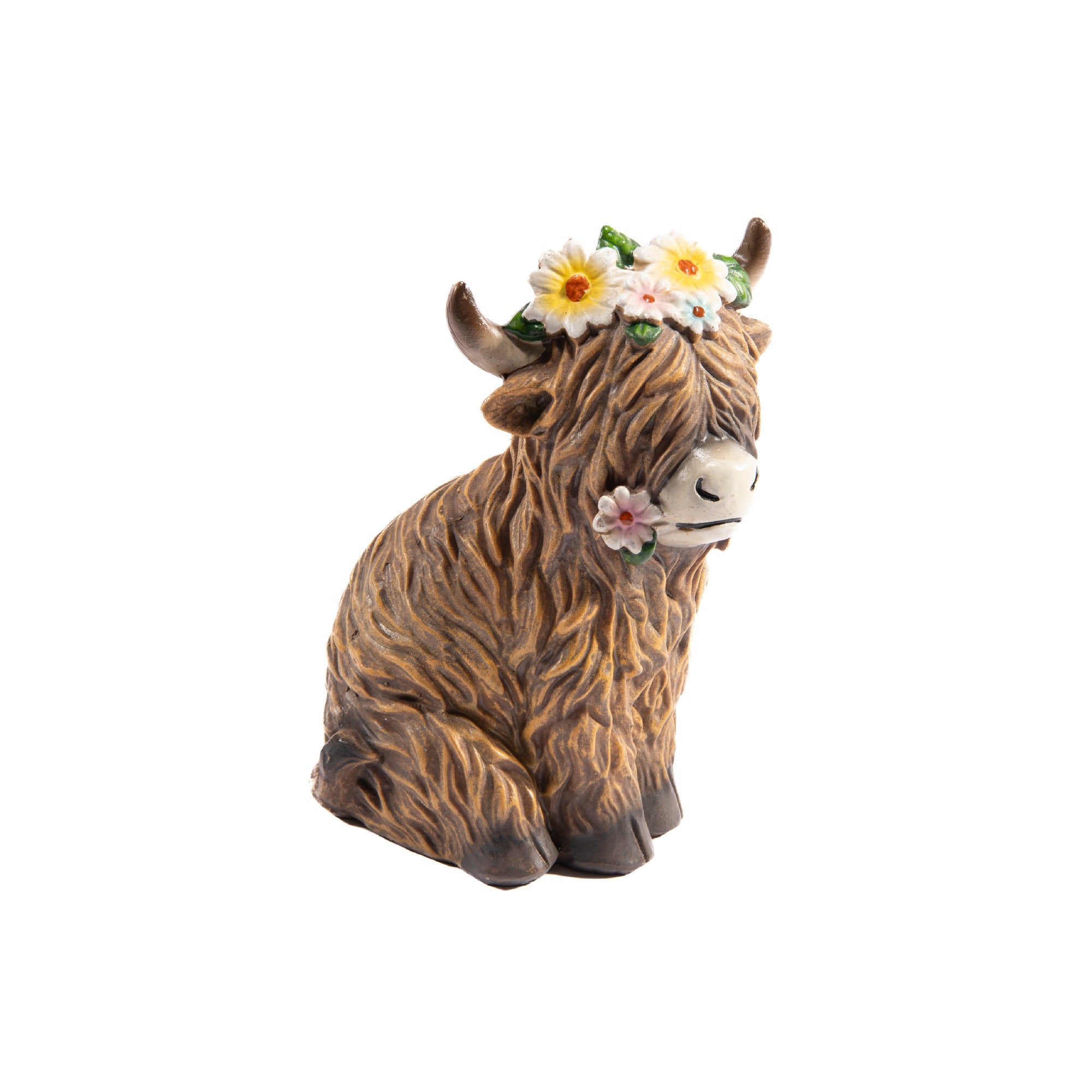 Yak Figurine with Decorative Flower Crown - Set of 2