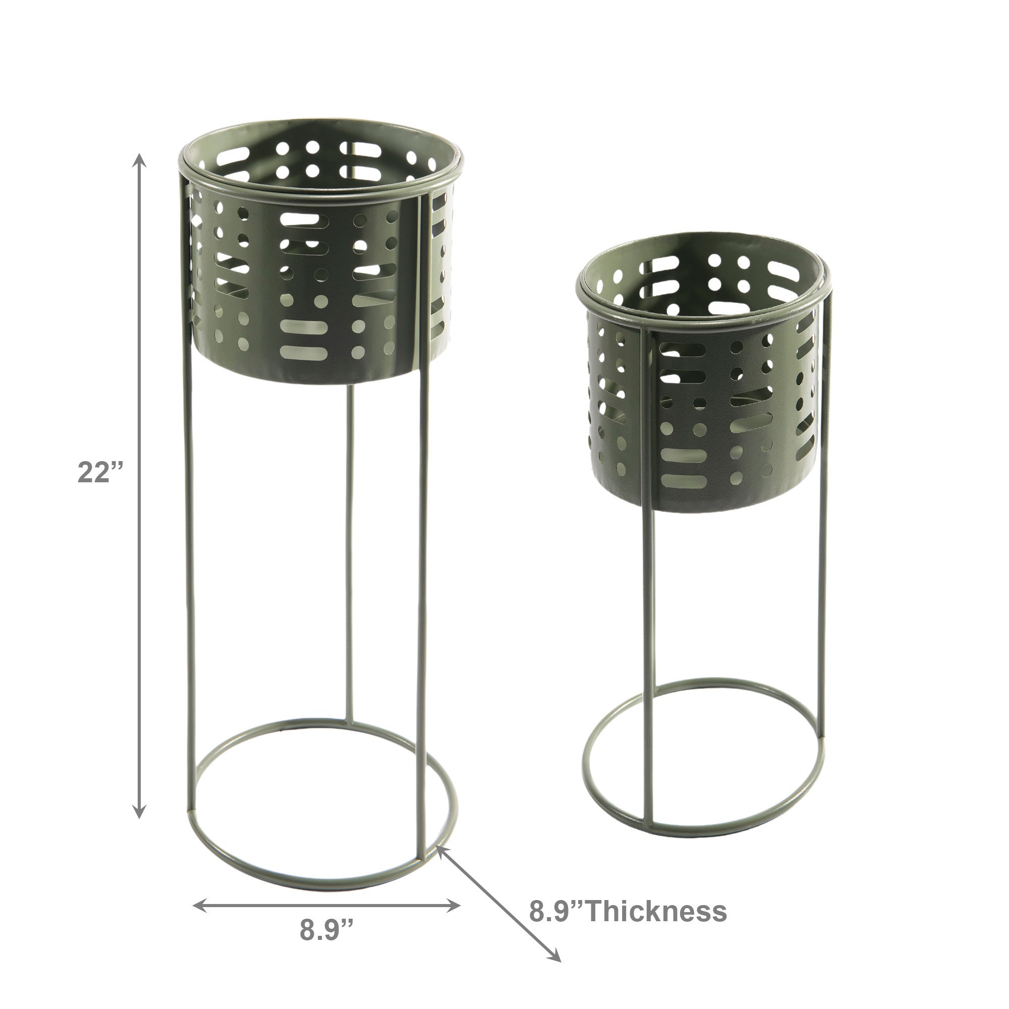 Set of Two Round Metal Plant Display Stands
