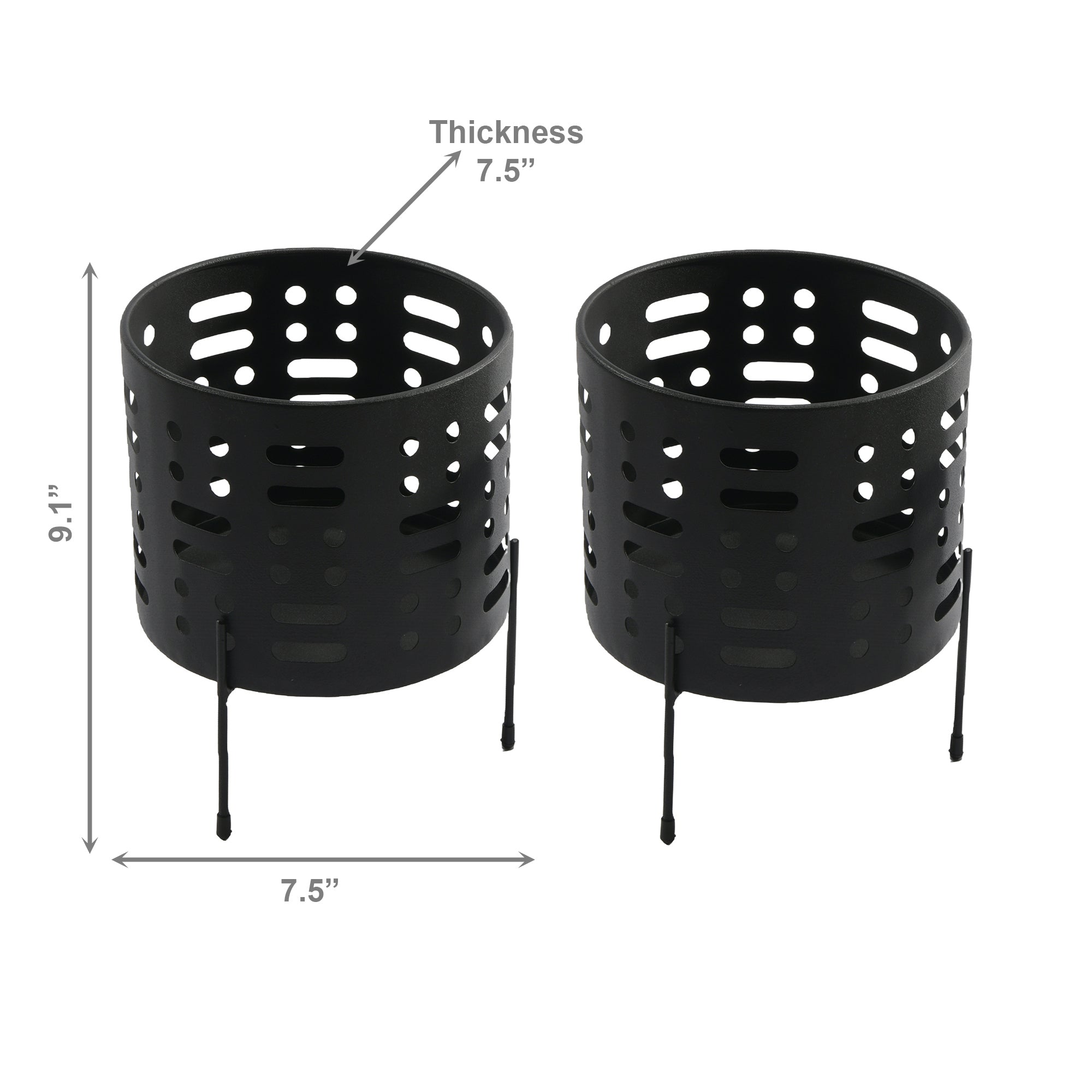 Elevated Round Metal Planters with Legs – Set of Two