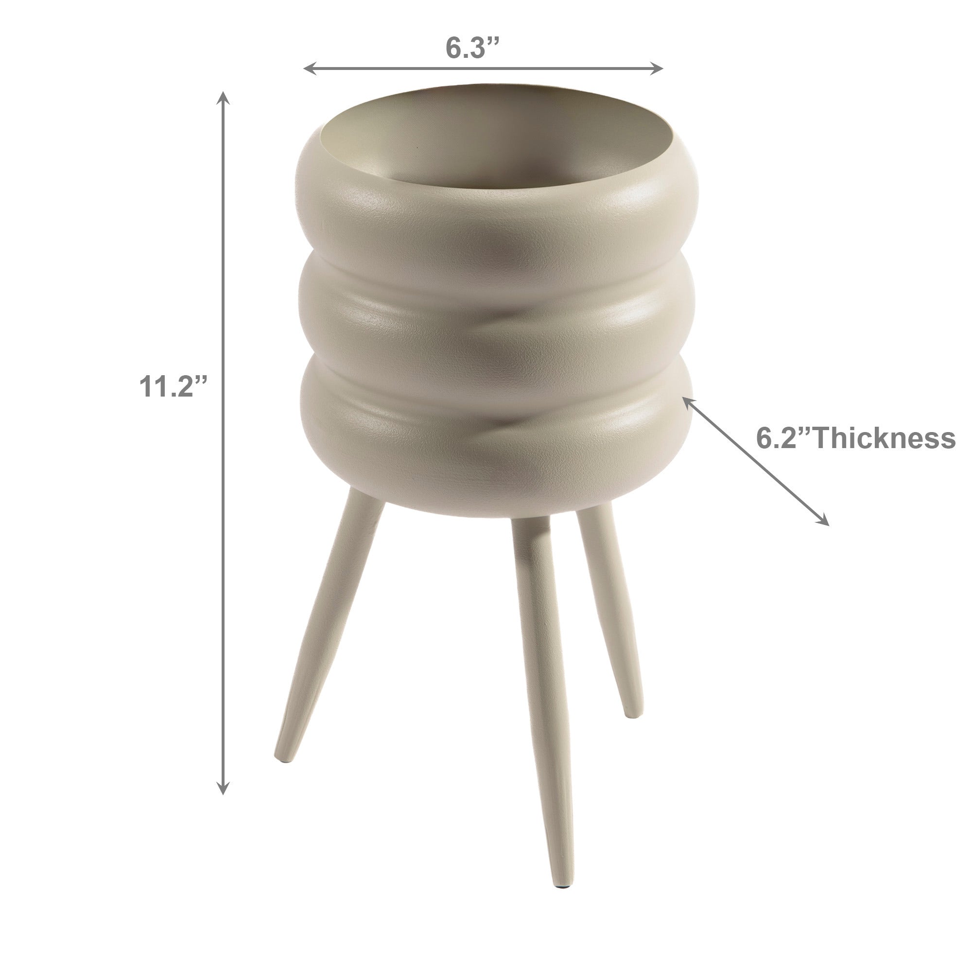 Beige Bubble Texture Metal Planter with Legs - Set of 2