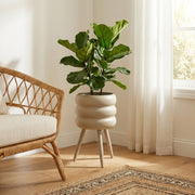 Beige Bubble Texture Metal Planter with Legs - Set of 2