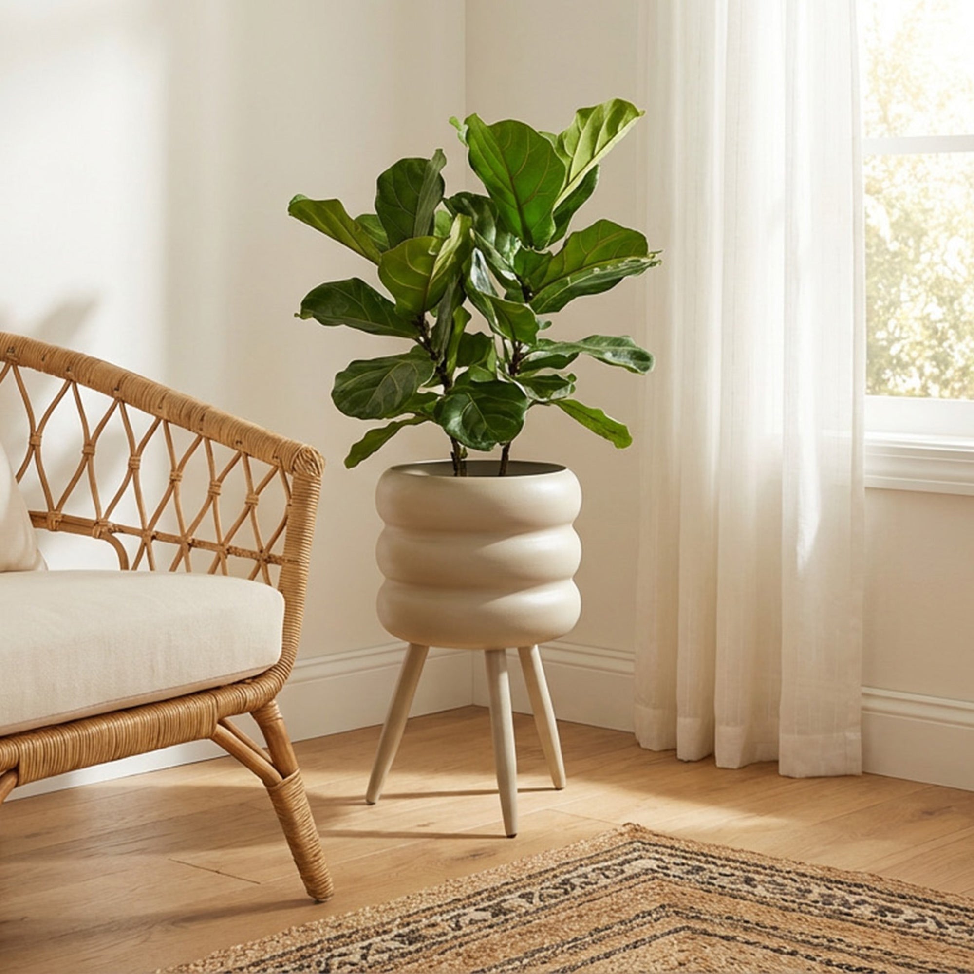 Beige Bubble Texture Metal Planter with Legs - Set of 2