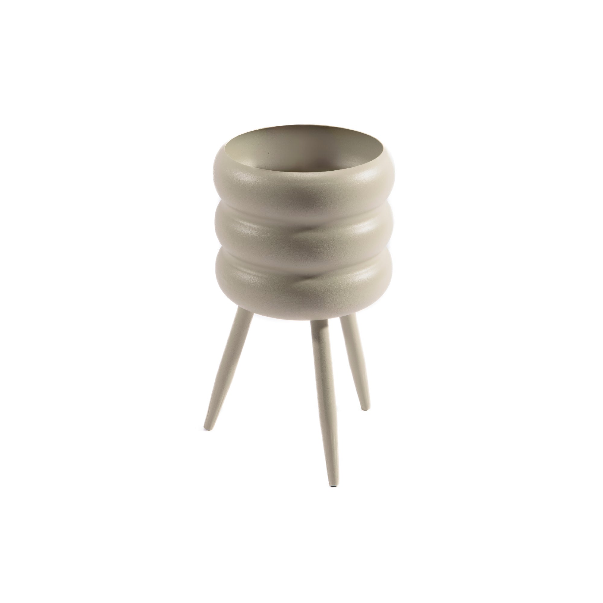 Beige Bubble Texture Metal Planter with Legs - Set of 2