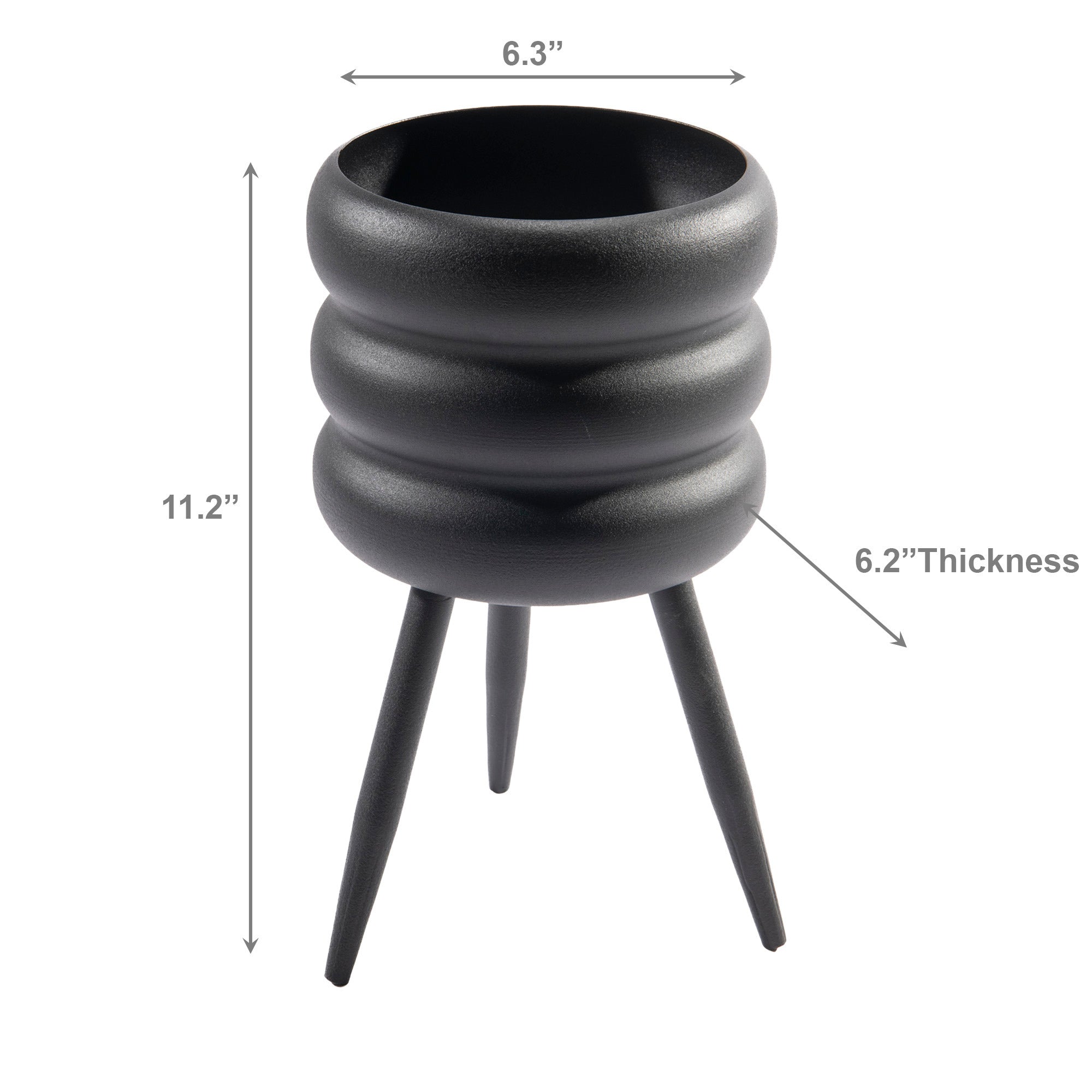 Black Bubble Texture Elevated Metal Planter - Set of 2