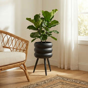 Black Bubble Texture Elevated Metal Planter - Set of 2