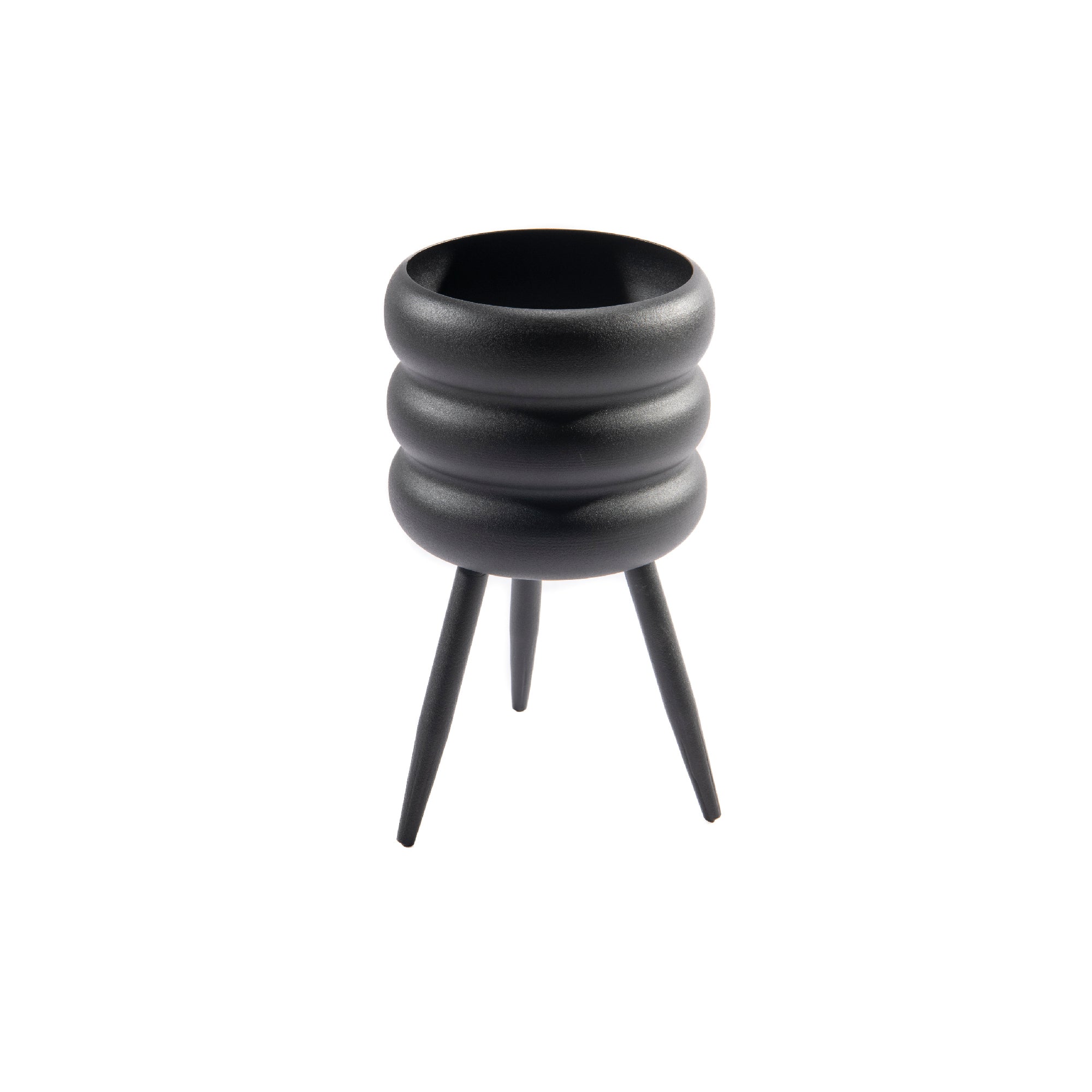 Black Bubble Texture Elevated Metal Planter - Set of 2