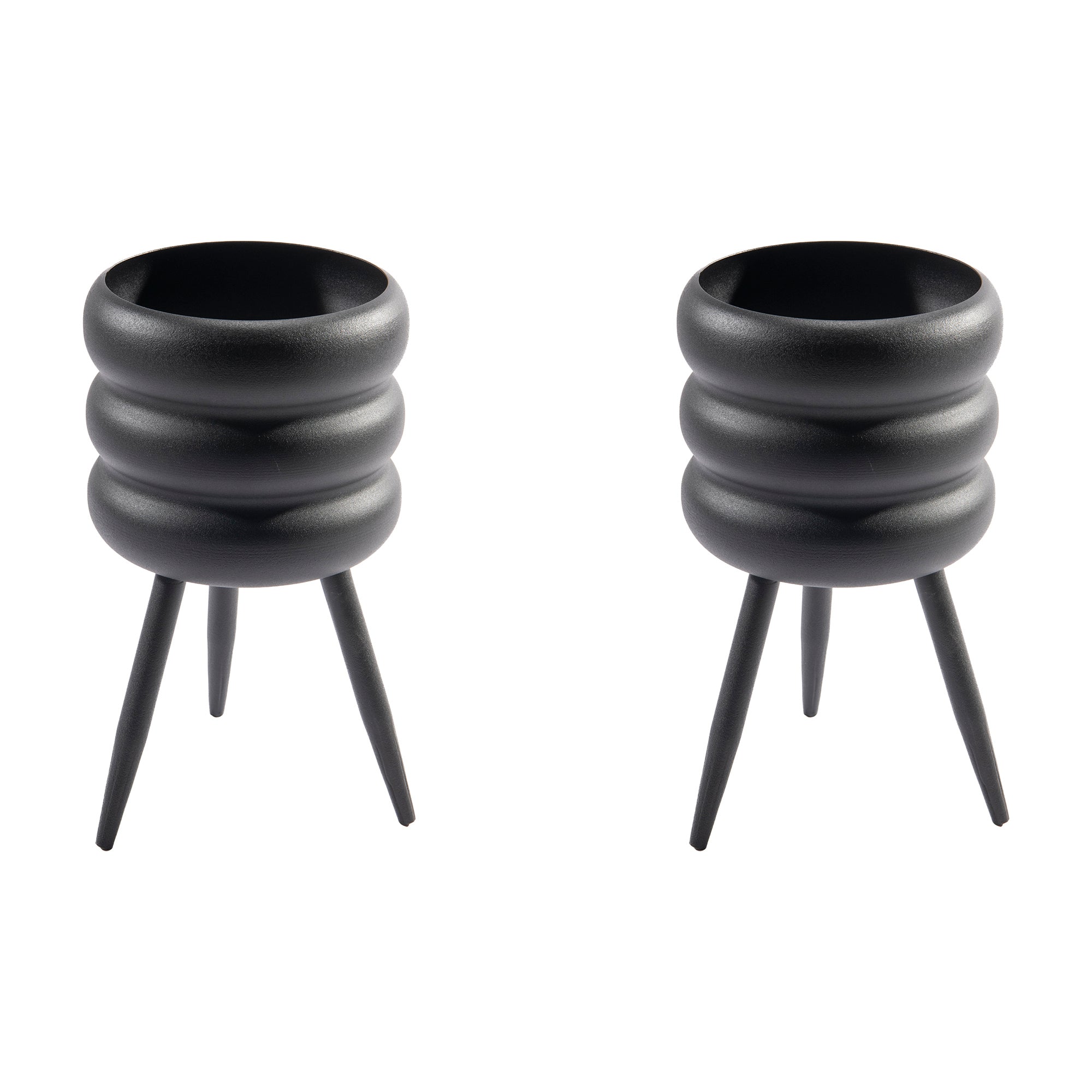Black Bubble Texture Elevated Metal Planter - Set of 2