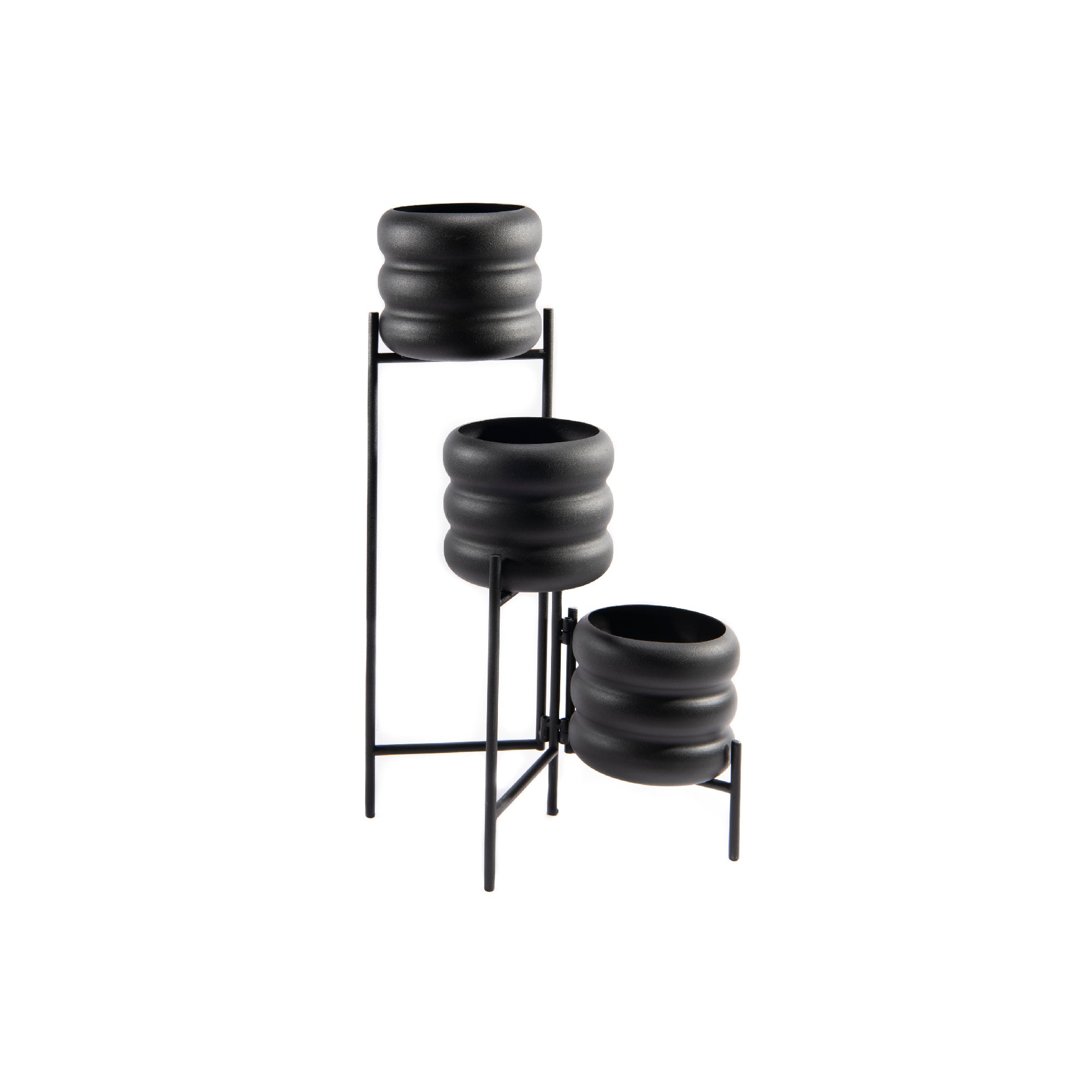 Triple Round Bubble Design Metal Plant Stand