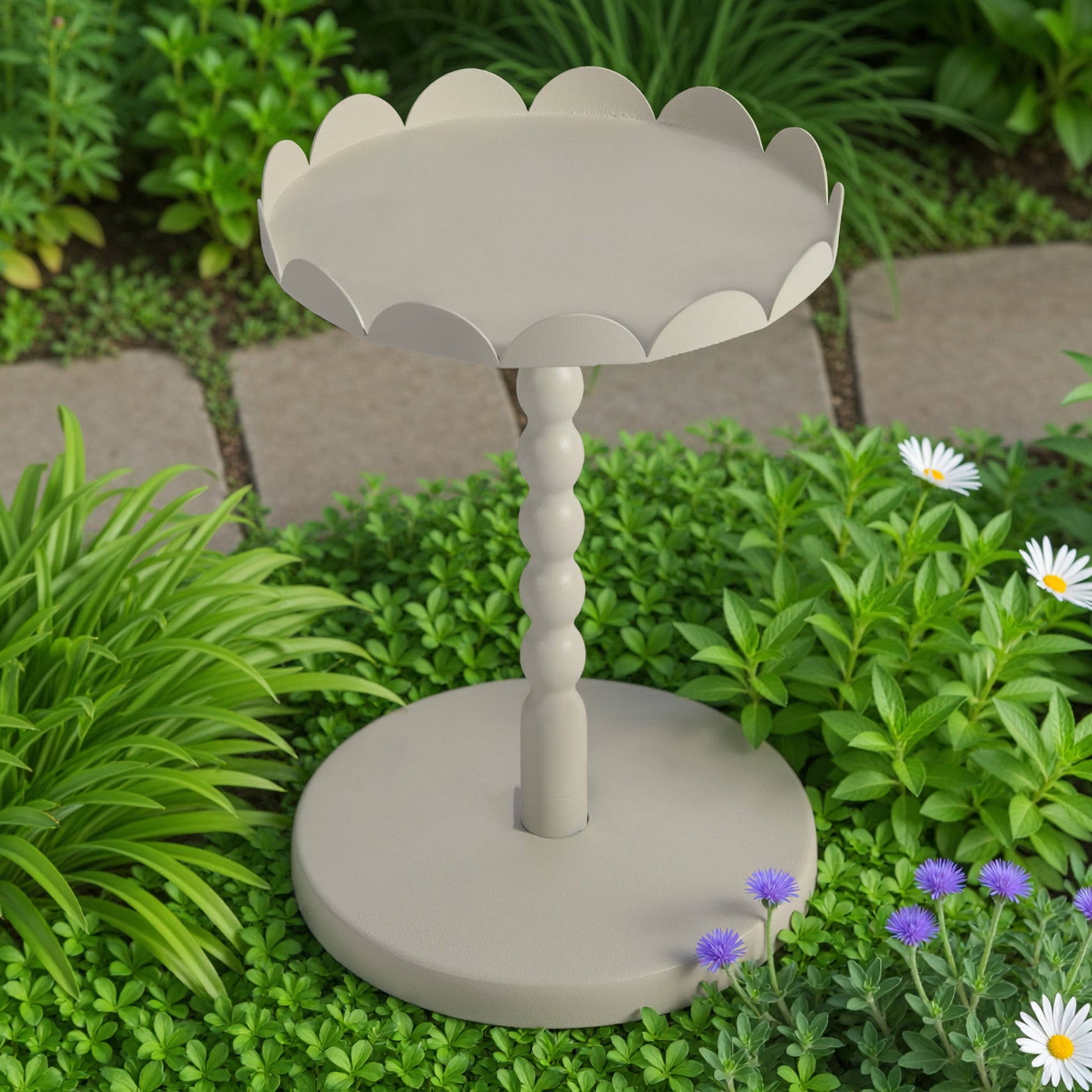 Scalloped Edge Round Metal Plant Stand – 11.4 Inch - Set of 2