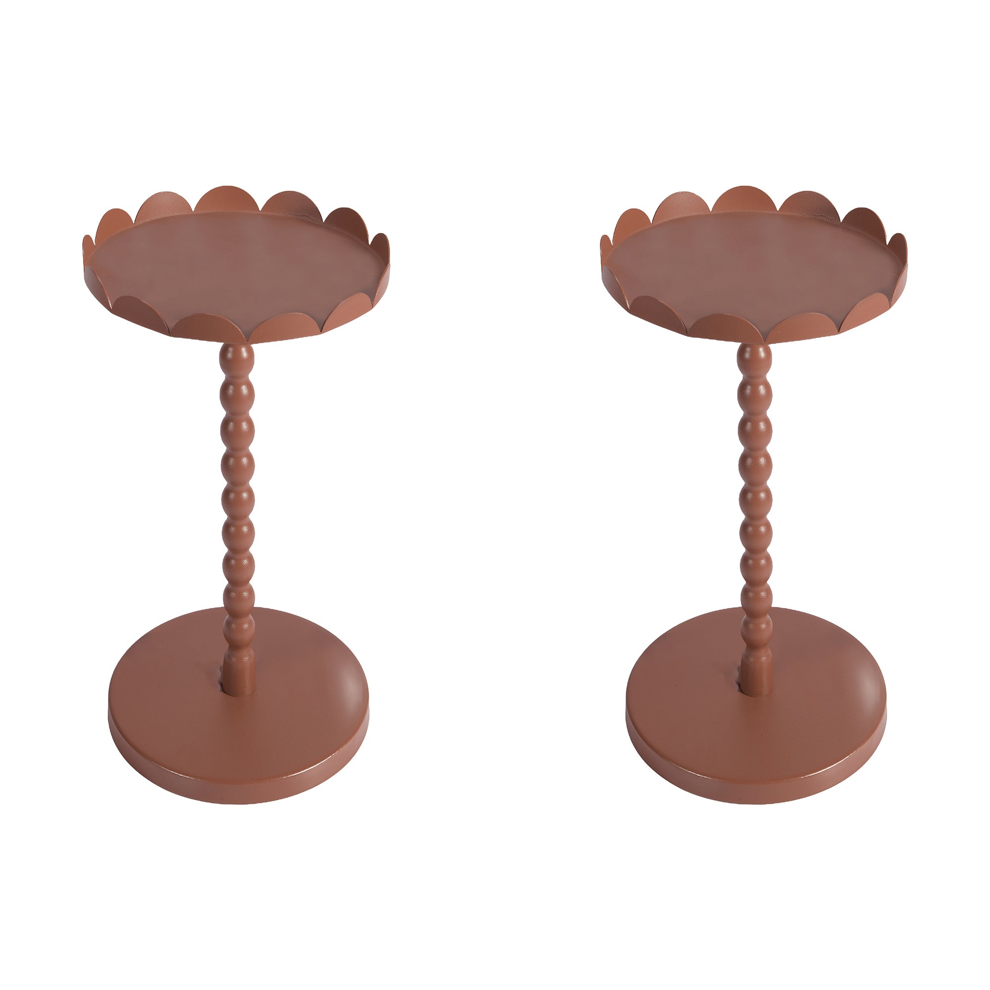 Scalloped Edge Round Metal Plant Stand – 15.7 Inch - Set of 2