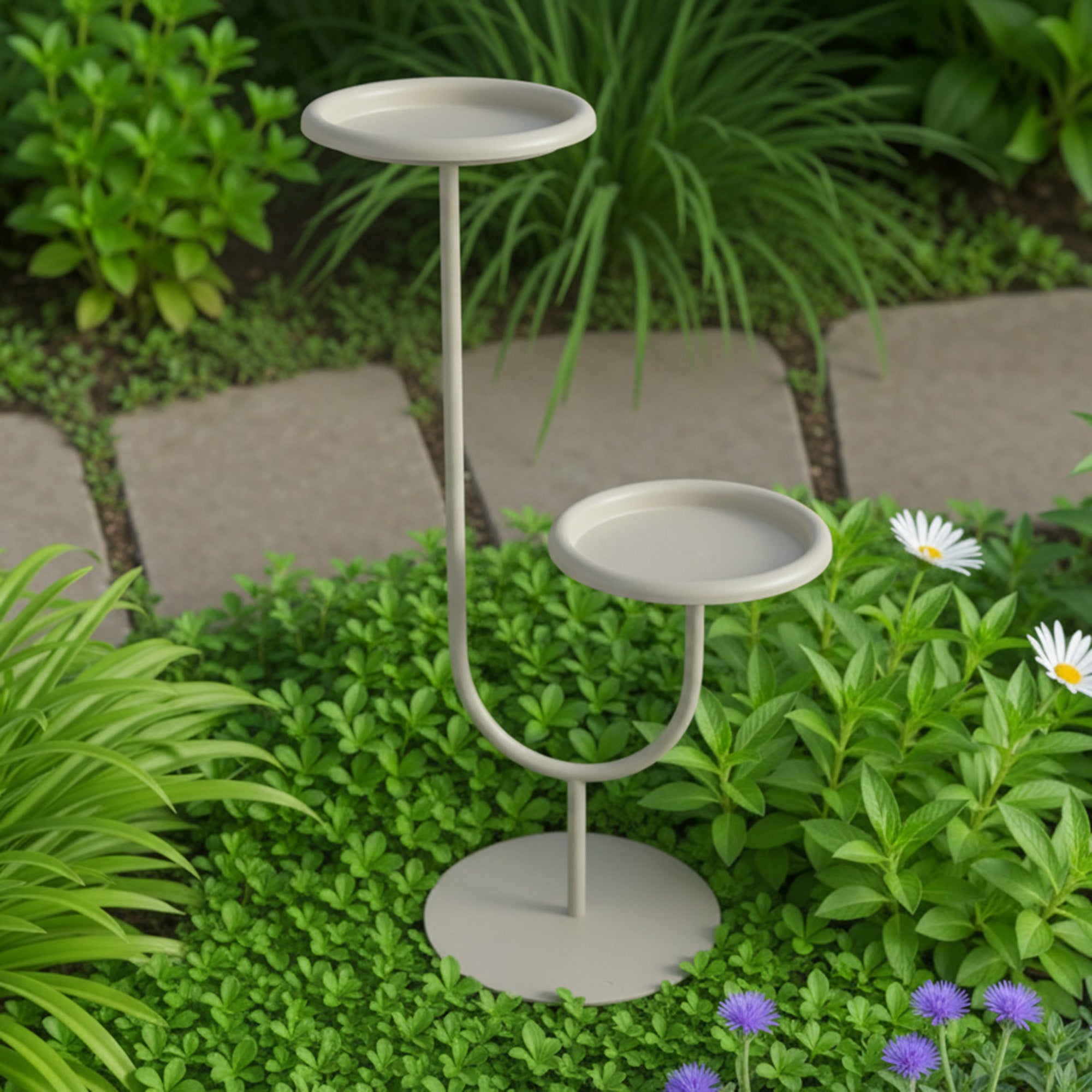 Two-Tier Round Metal Plant Display Stand