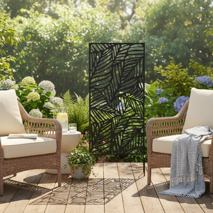 Tall Metal Leaf Pattern Outdoor Garden Screen
