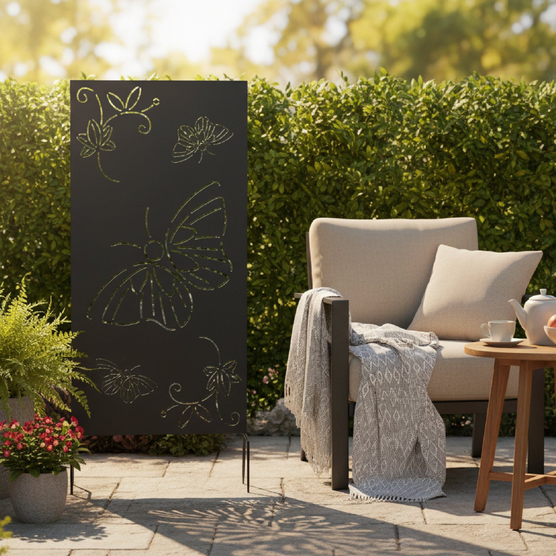 Butterfly Design Metal Outdoor Garden Screen