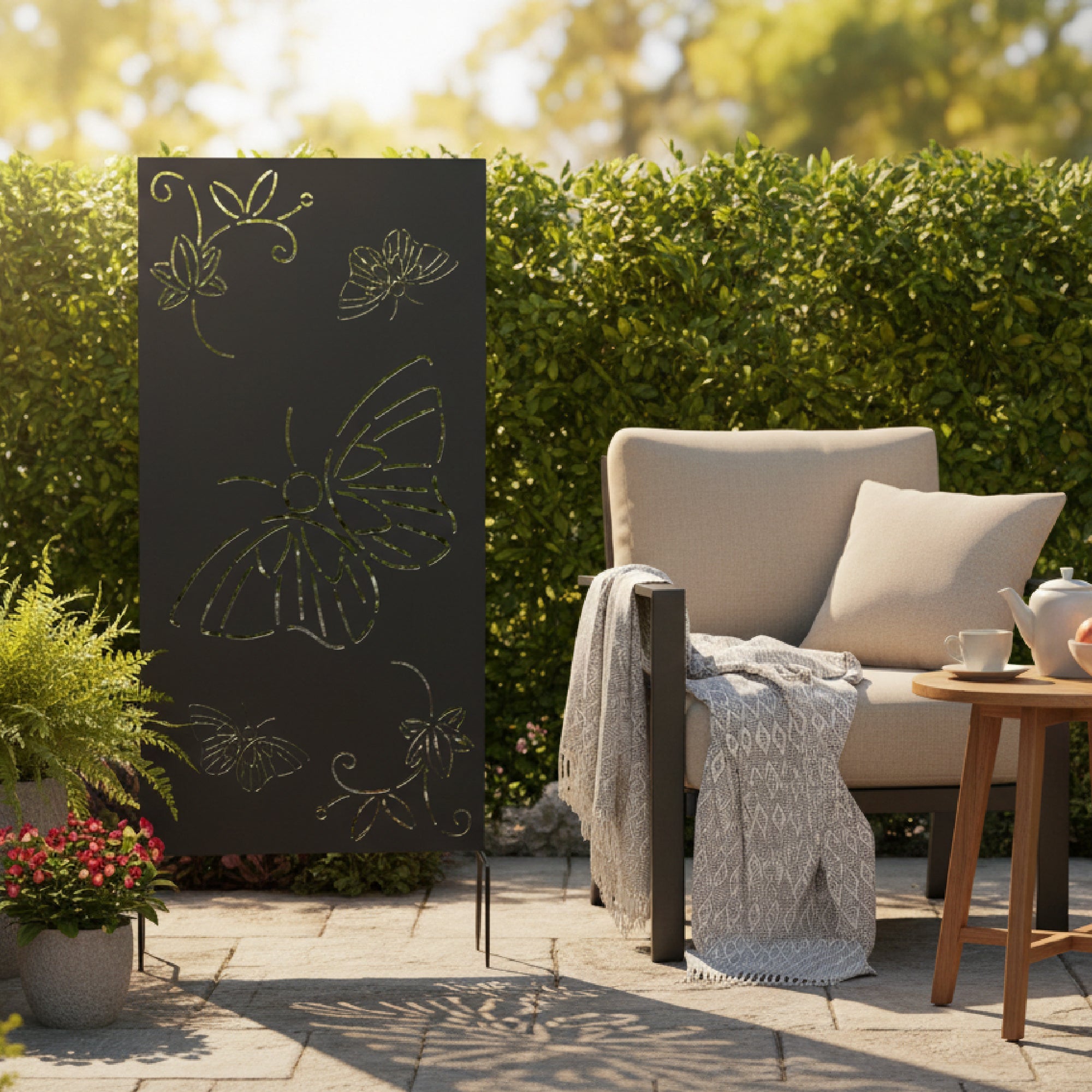 Butterfly Design Metal Outdoor Garden Screen