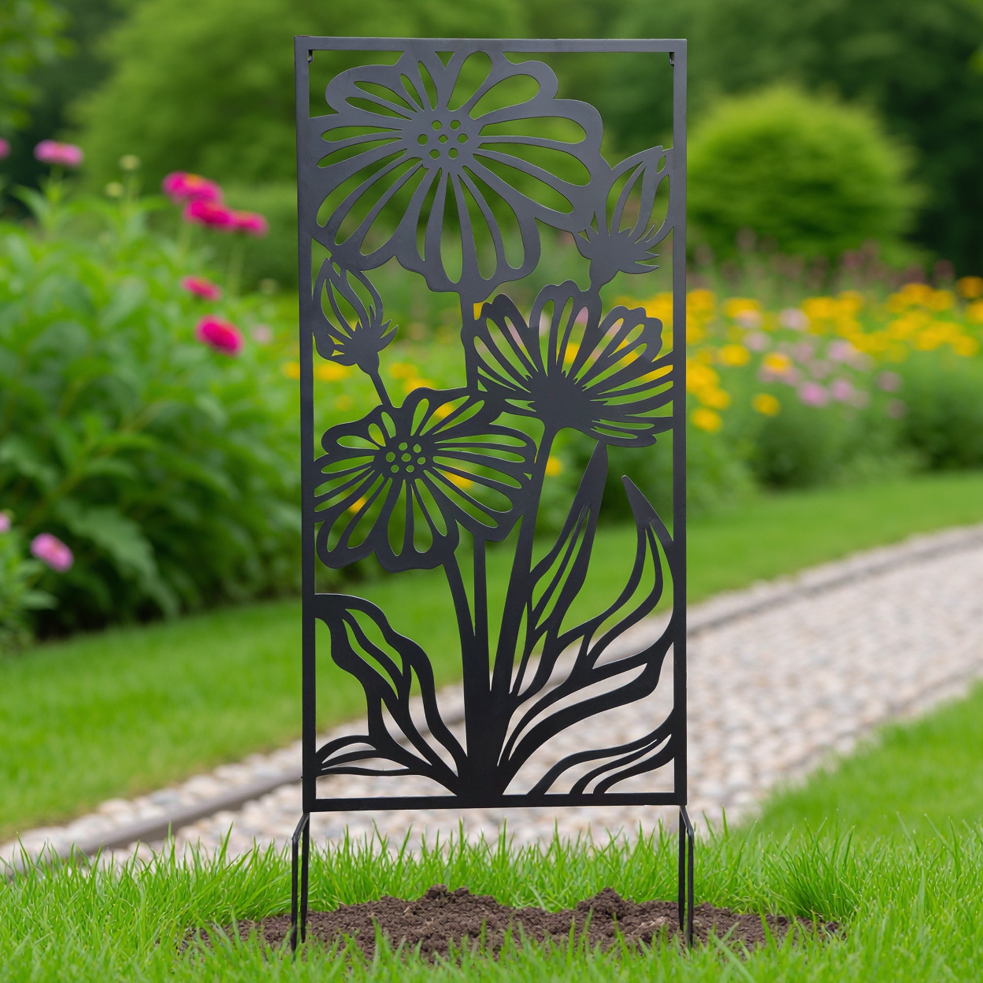 Daisy Floral Pattern Metal Garden Screen