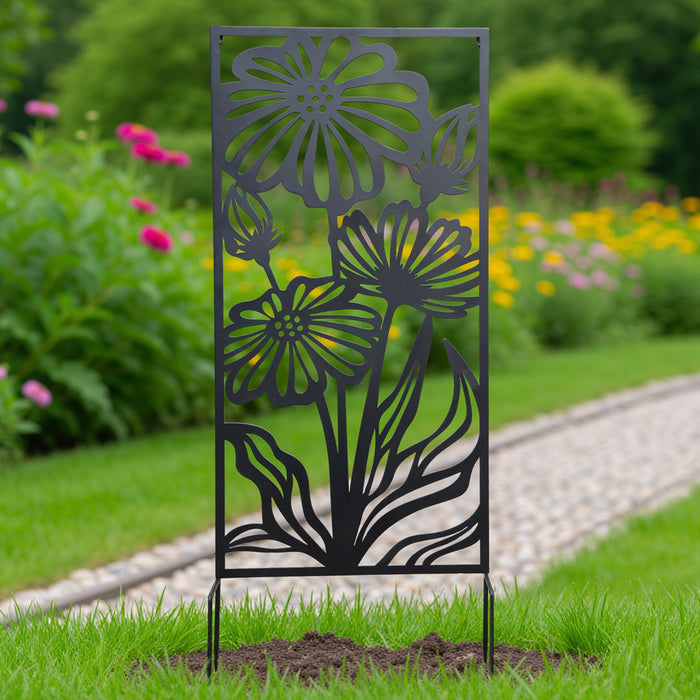 Daisy Floral Pattern Metal Garden Screen