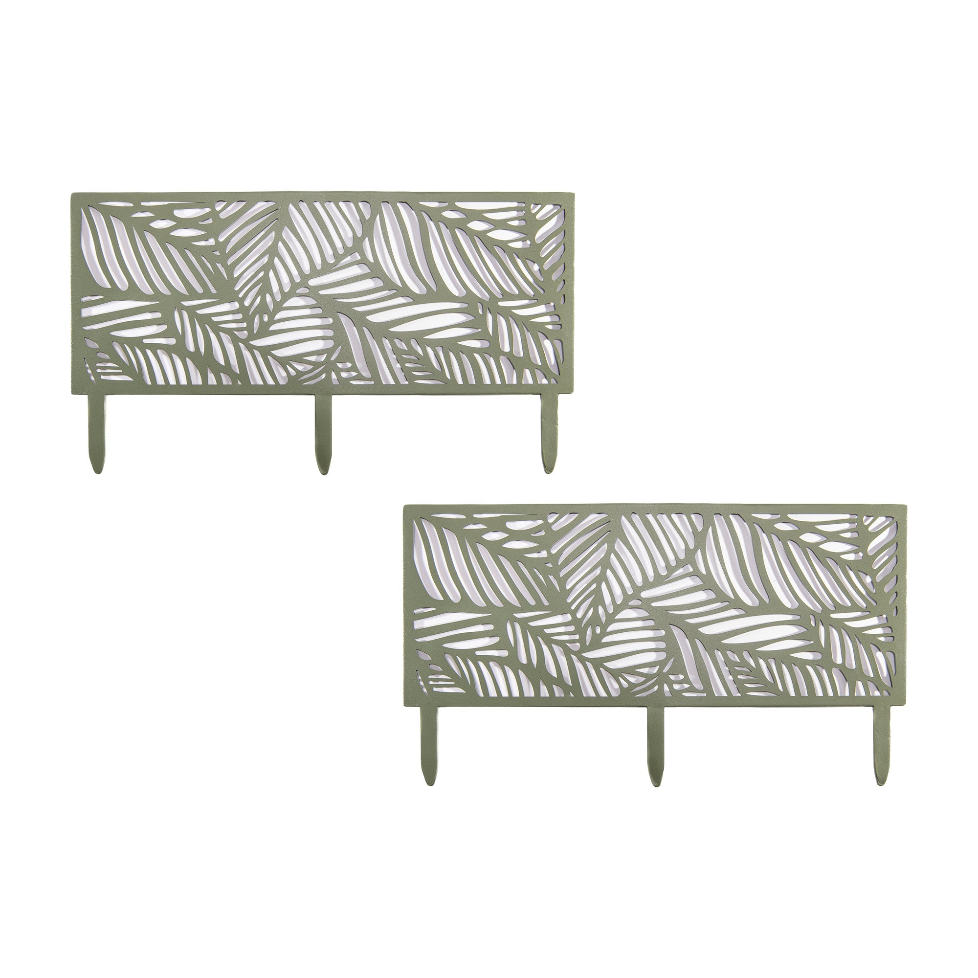 Lattice Leaf Metal Garden Border Fence - Set of 2