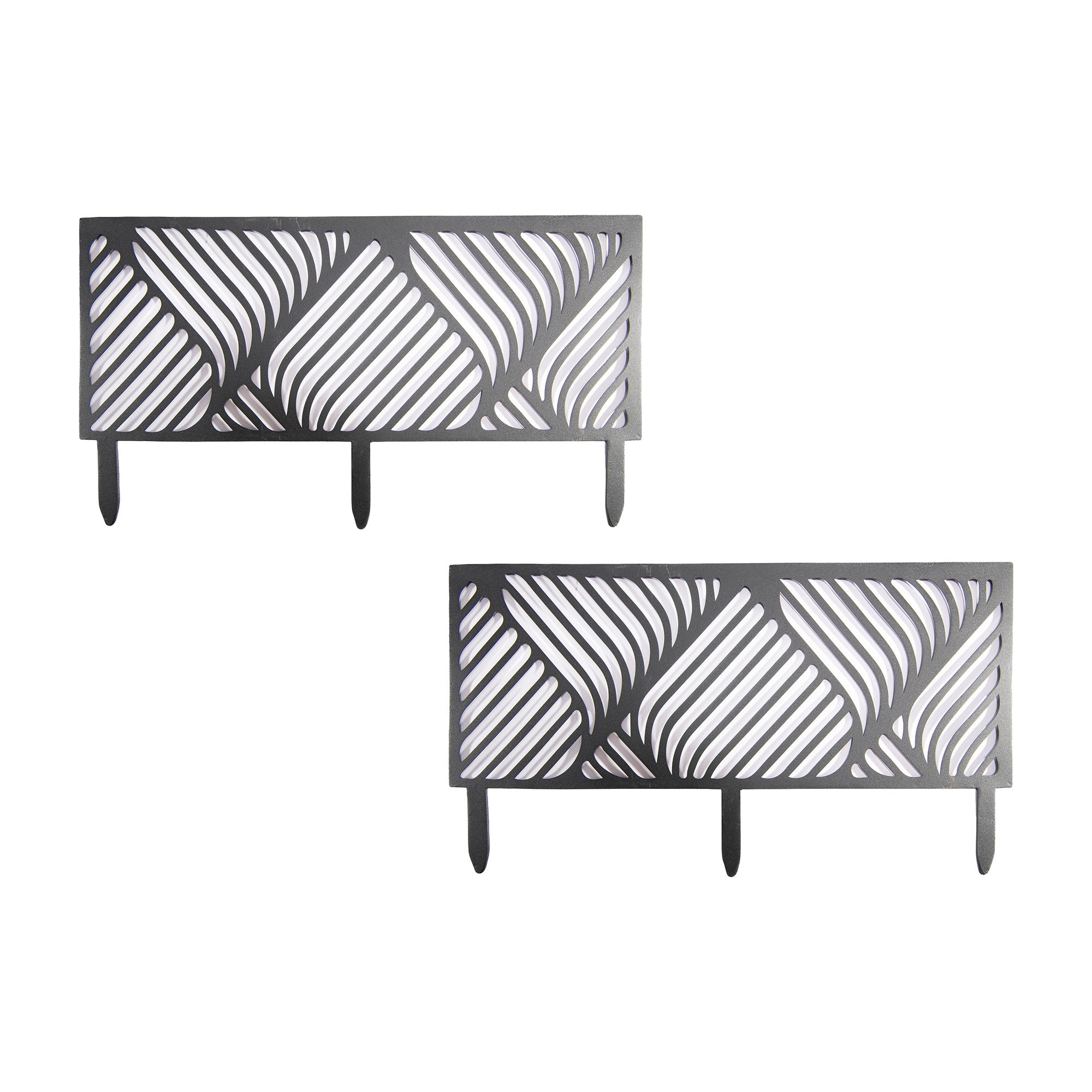 Stripe Leaf Metal Garden Border Fence - Set of 2