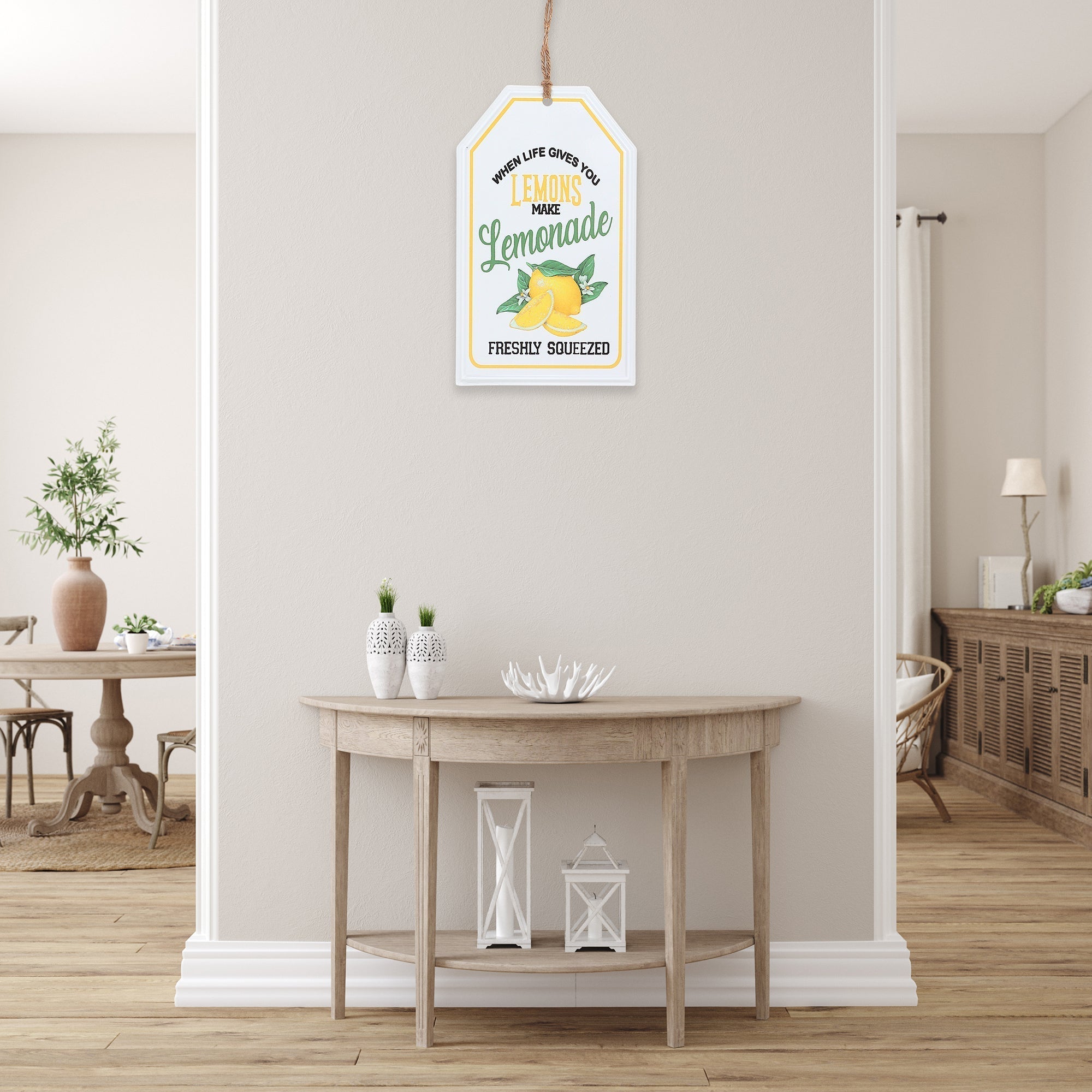 Embossed Metal Sign Make Lemonade, Inspirational Wall Decor, Farmhouse Style