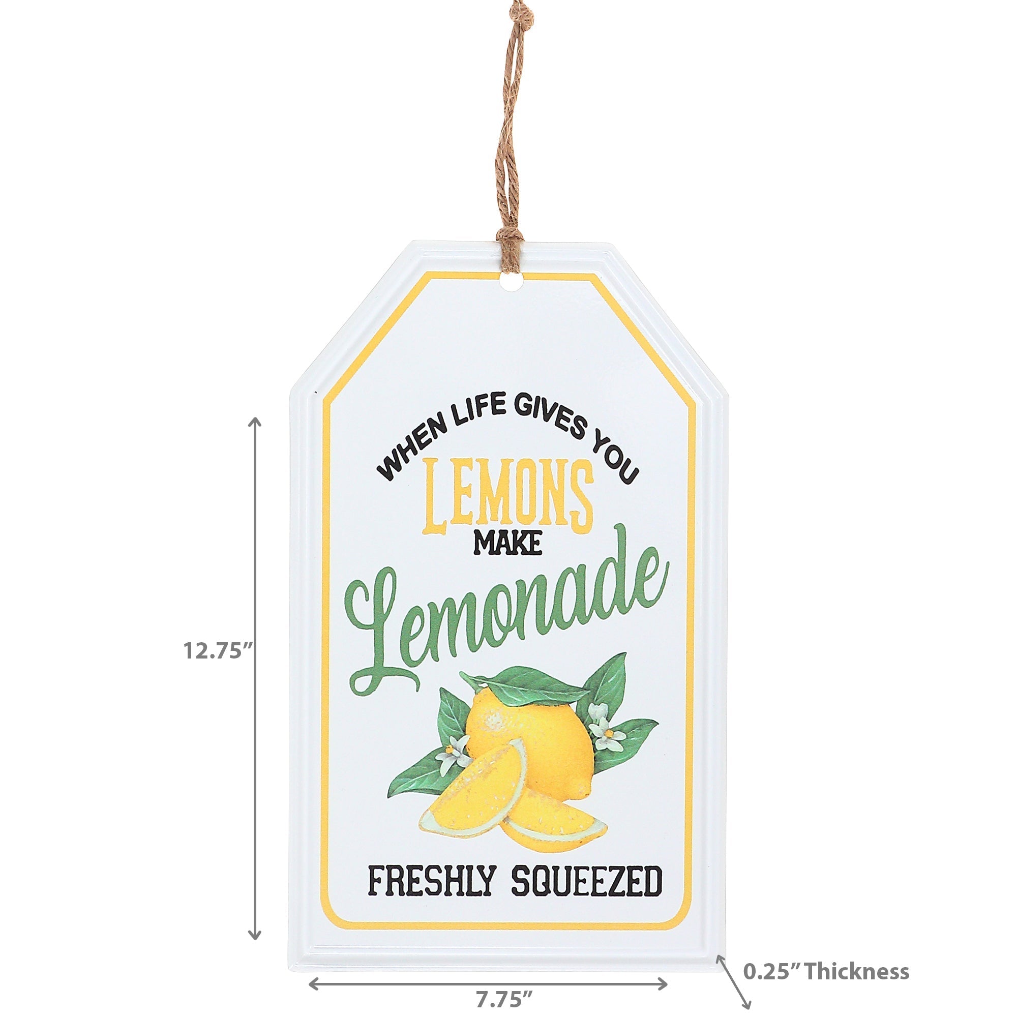Embossed Metal Sign Make Lemonade, Inspirational Wall Decor, Farmhouse Style