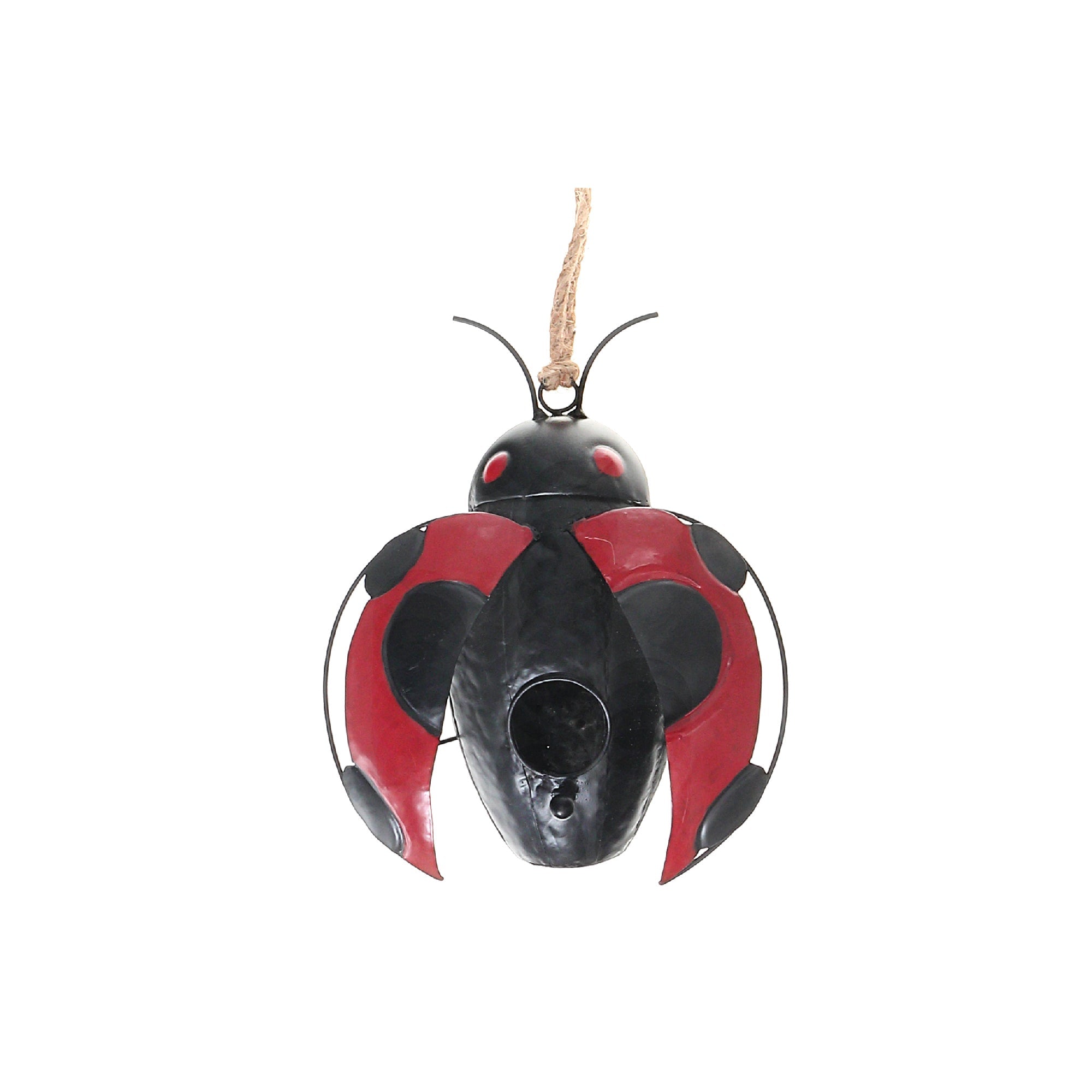 Metal Ladybug Birdhouse Decorative Outdoor Garden Bird House