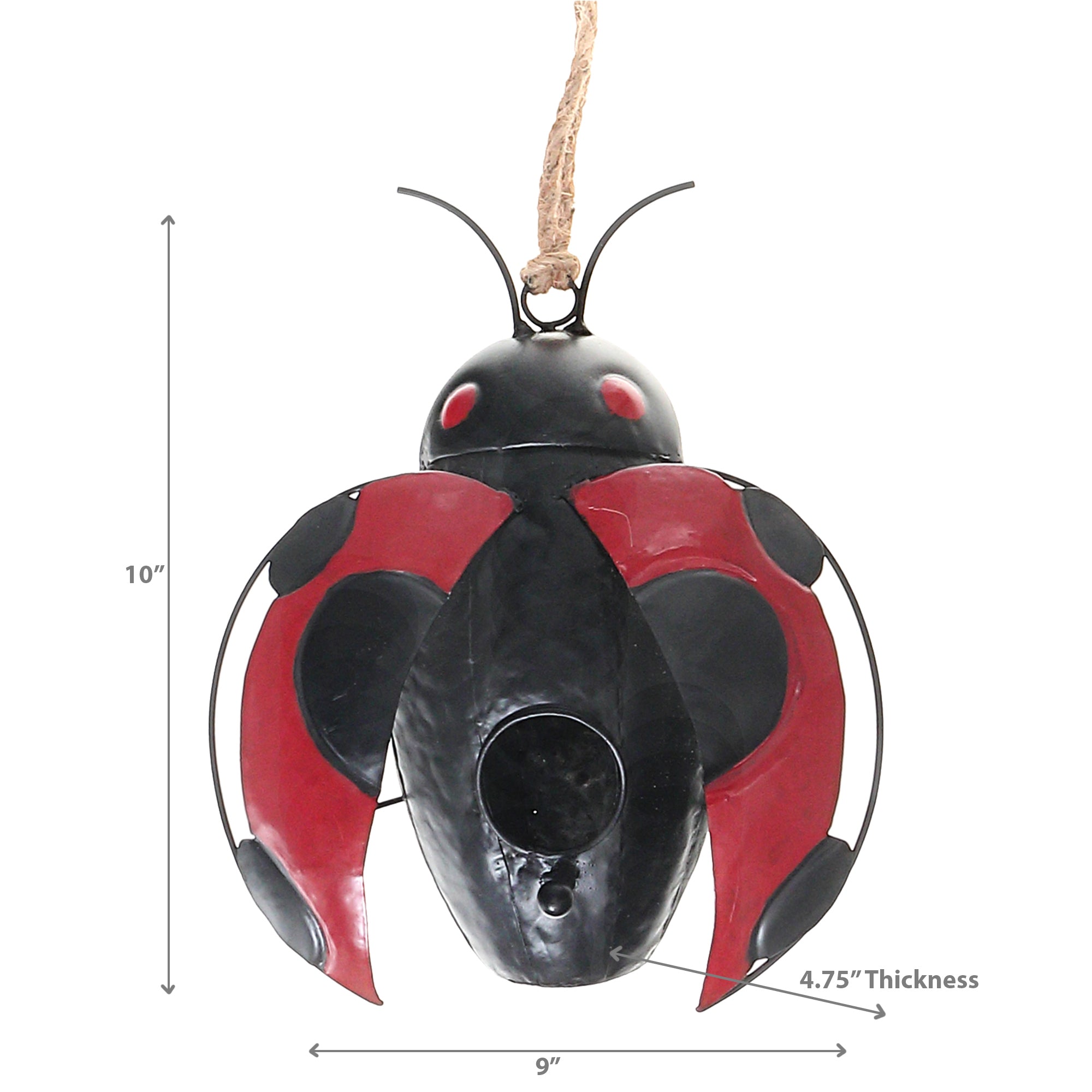 Metal Ladybug Birdhouse Decorative Outdoor Garden Bird House