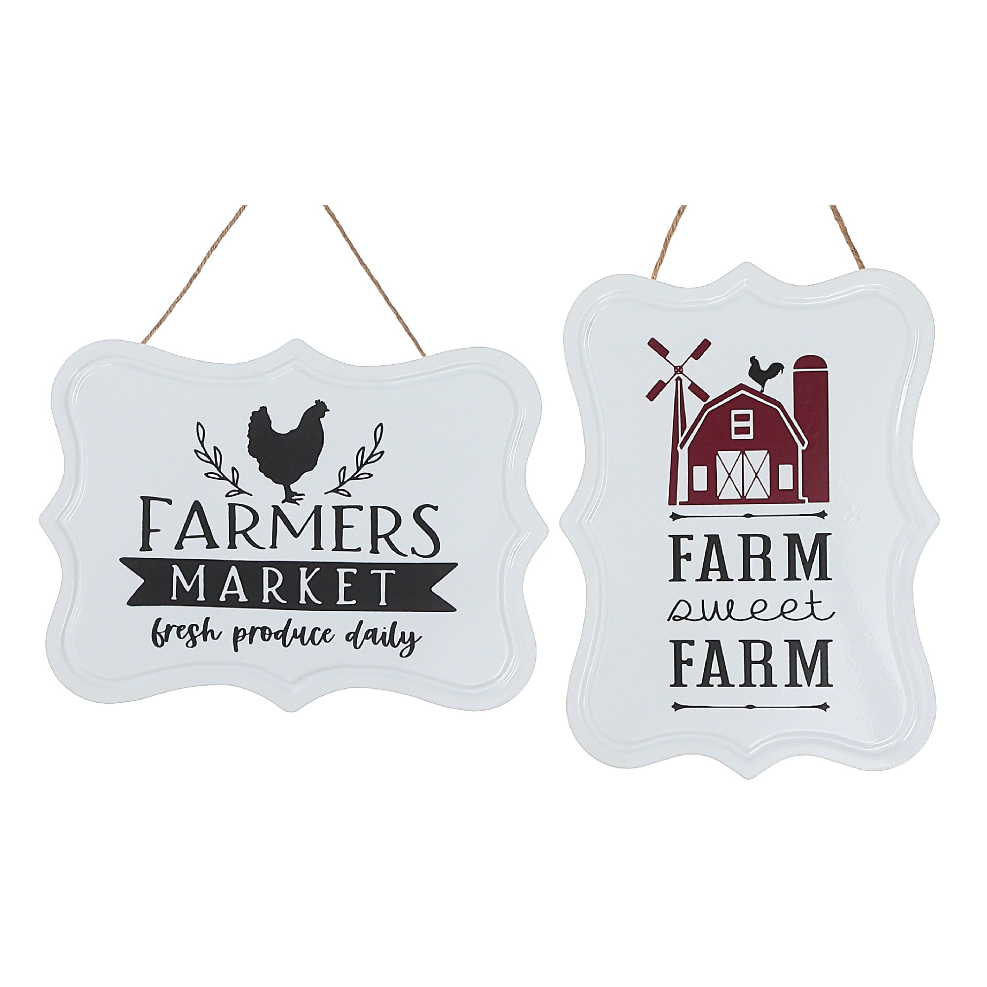 Hanging Metal Sign Farm Sweet Farm & Farmer's Market Set Of 2, Rustic Wall Decor, Farmhouse Accent