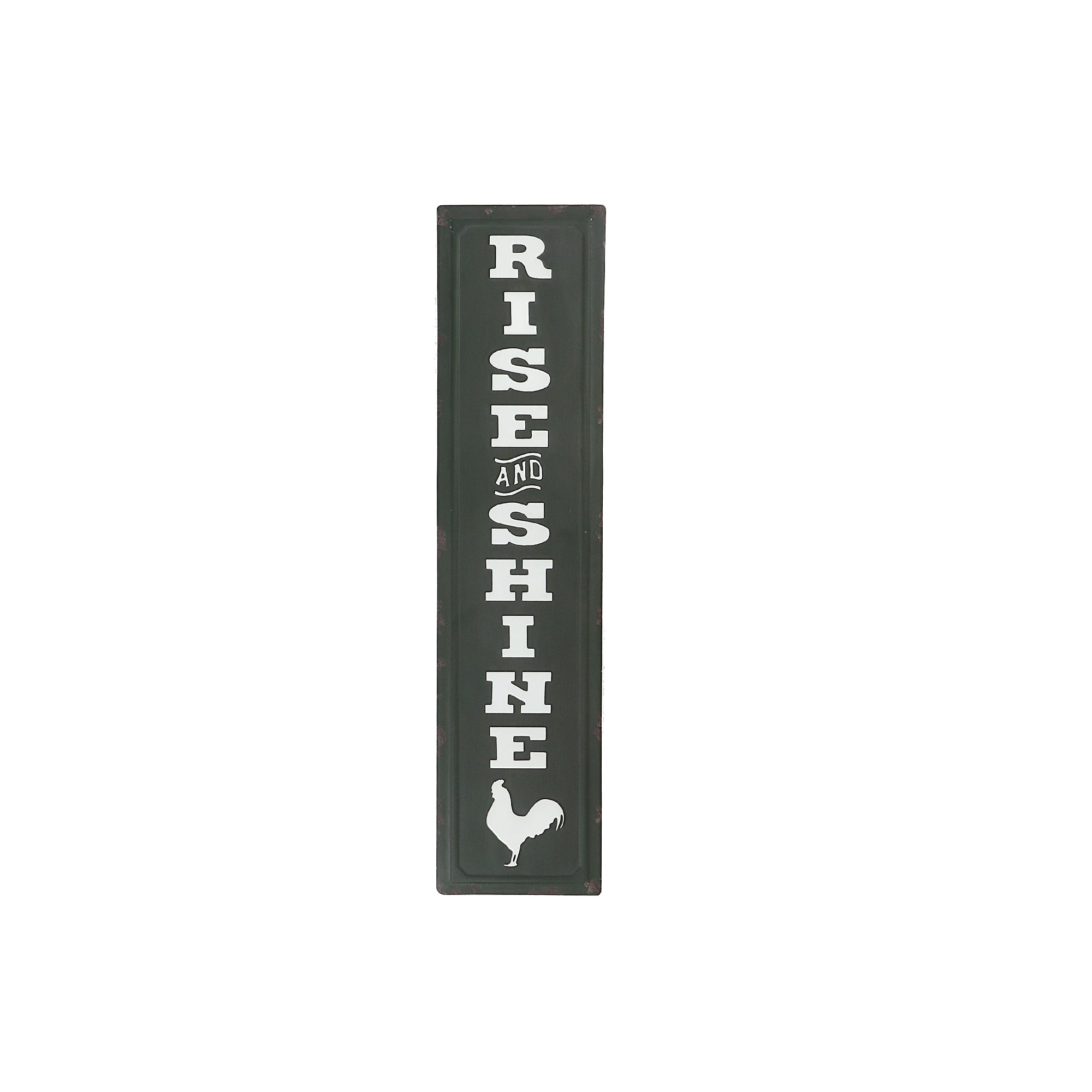 Vertical Embossed Metal Sign Rise And Shine, Inspirational Wall Decor, Farmhouse Style